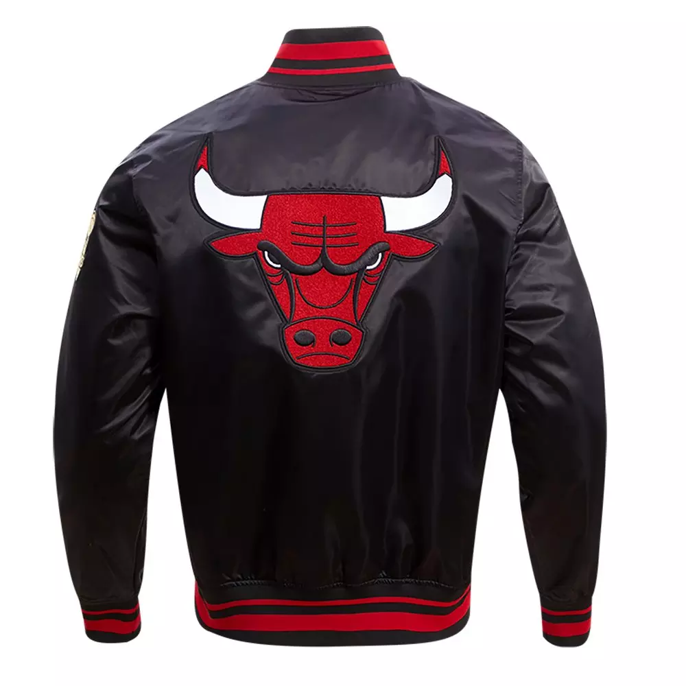 Pro Standard Men's NBA Chicago Bulls Retro Classic Rib Satin Jacket - Black/Red - BLACK/RED