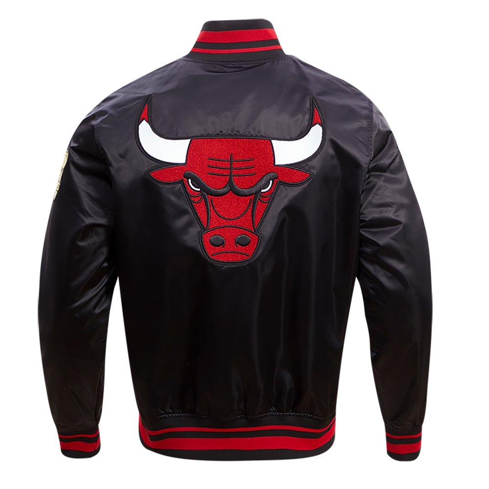 Pro Standard Men's NBA Chicago Bulls Retro Classic Rib Satin Jacket -Black/Red - BLACK/RED Thumbnail View 2