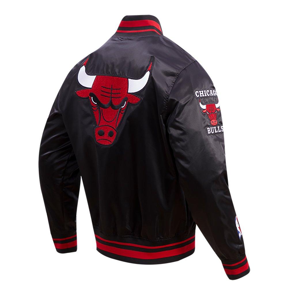 Pro Standard Men's NBA Chicago Bulls Retro Classic Rib Satin Jacket -Black/Red - BLACK/RED Thumbnail View 4