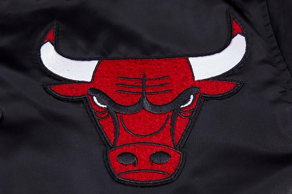 Pro Standard Men's NBA Chicago Bulls Retro Classic Rib Satin Jacket -Black/Red - BLACK/RED Thumbnail View 6