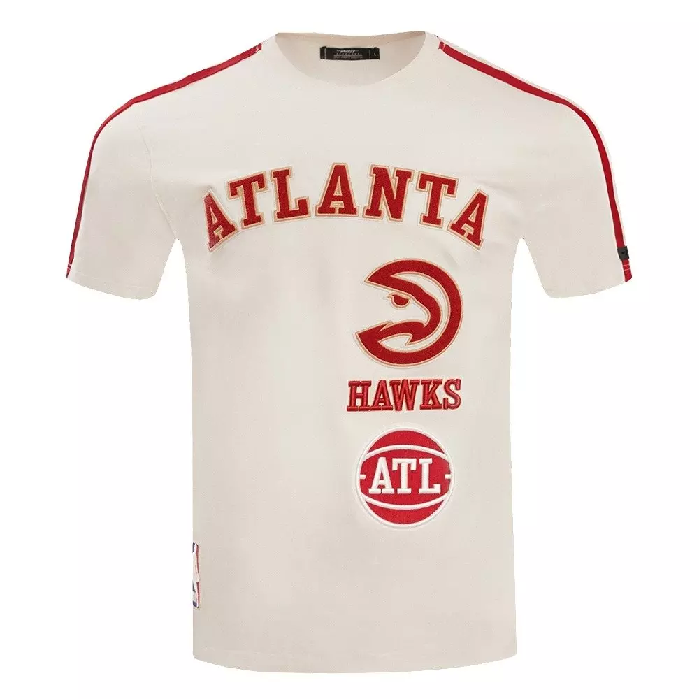 Pro Standard Men's NBA Atlanta Hawks Retro Classic SJ Striped Tee -Eggshell/Red - EGGSHELL/RED