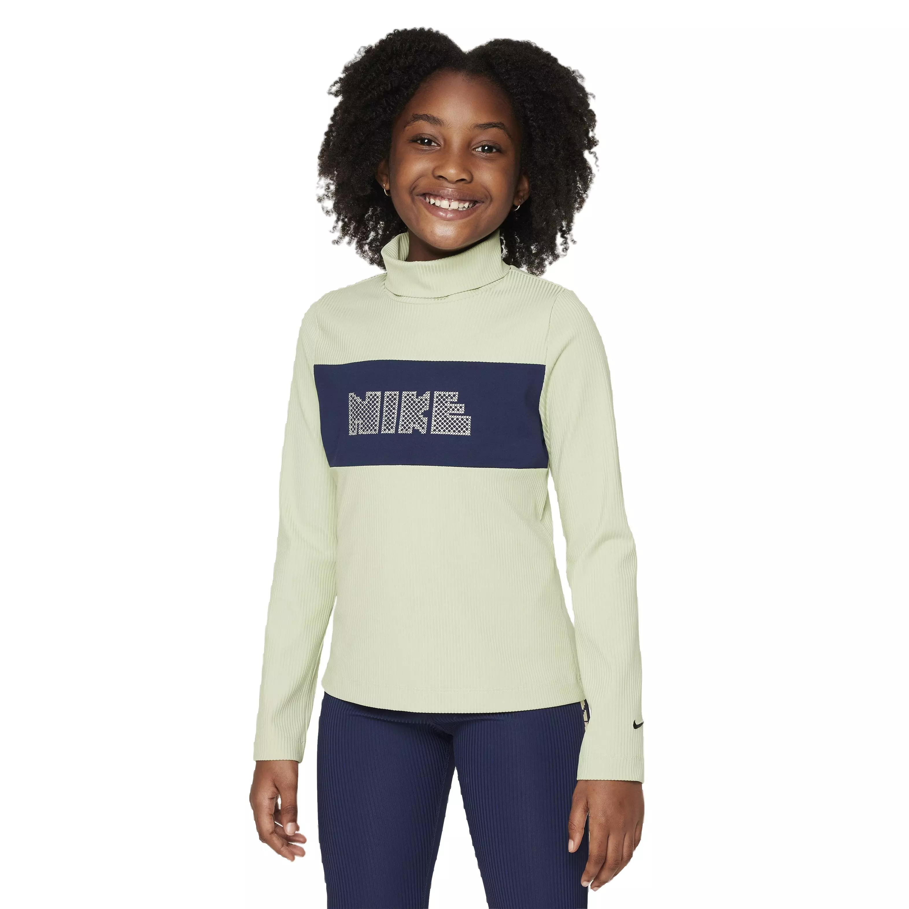 Nike Big Girls' Dri-FIT Long Sleeve Turtleneck - Light Green - LT GREEN