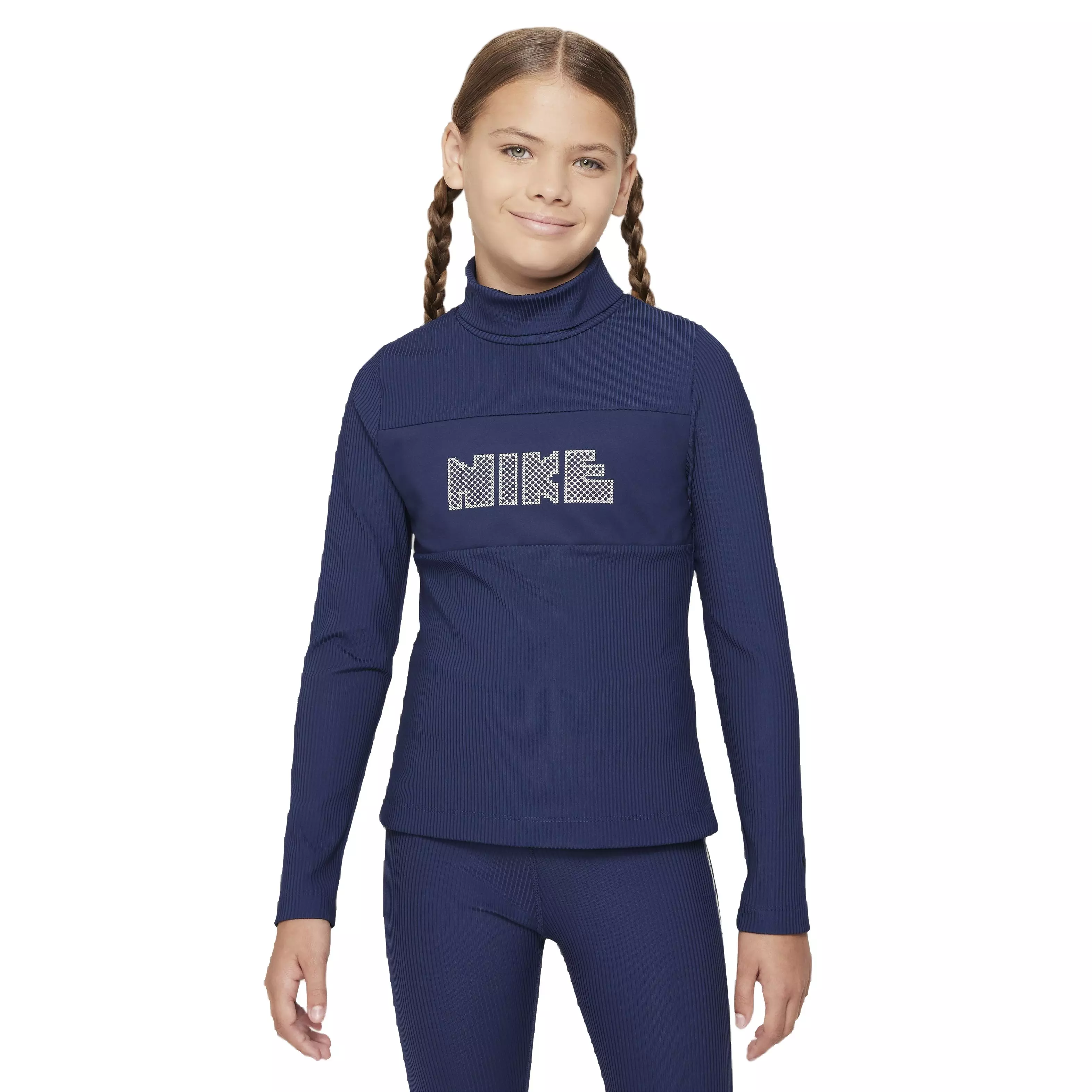Nike Big Girls' Dri-FIT Long Sleeve Turtleneck - Navy - NAVY