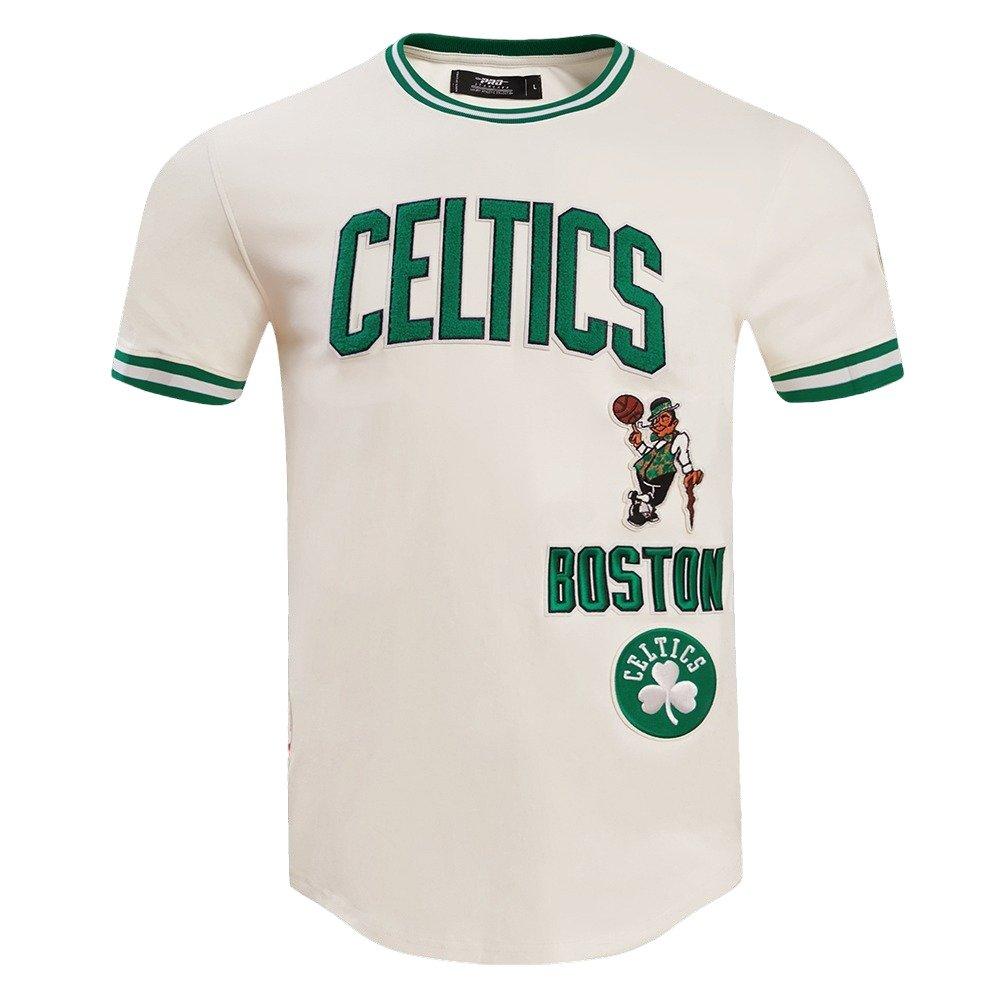 Pro Standard Men's NBA Boston Celtics Retro Classic Double Knit Tee -Eggshell/Kelly Green - EGGSHELL/KELLY GREEN Thumbnail View 1