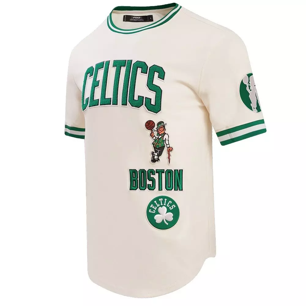 Pro Standard Men's NBA Boston Celtics Retro Classic Double Knit Tee - Eggshell/Kelly Green - EGGSHELL/KELLY GREEN