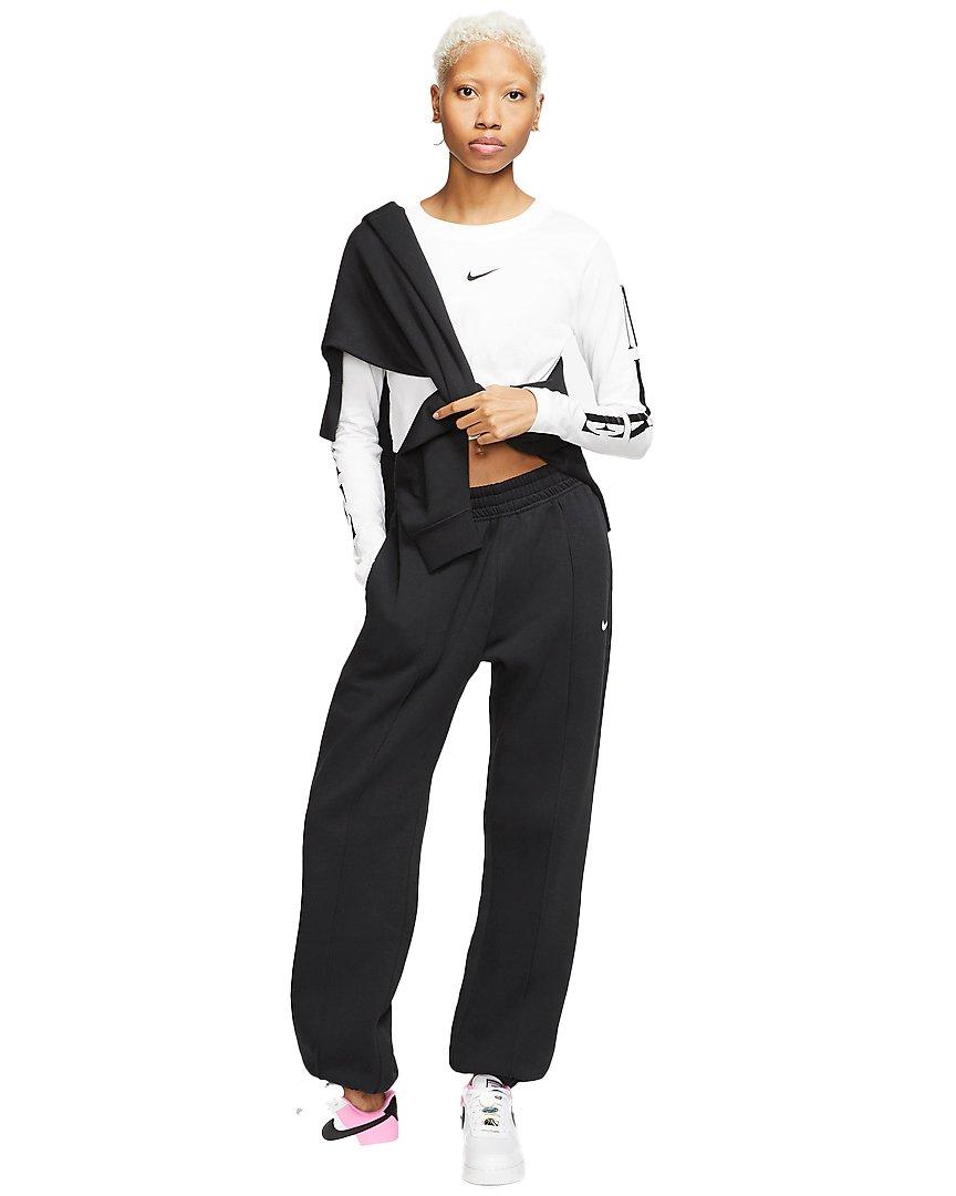 Nike Women's Sportswear Essential Collection Fleece Pants - Grey - BLACK Thumbnail View 5