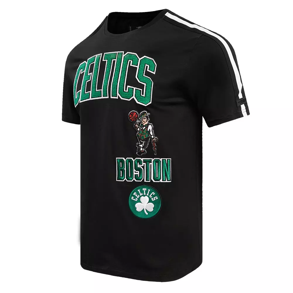 Pro Standard Men's NBA Boston Celtics Retro Classic SJ Striped Tee -Black - BLACK