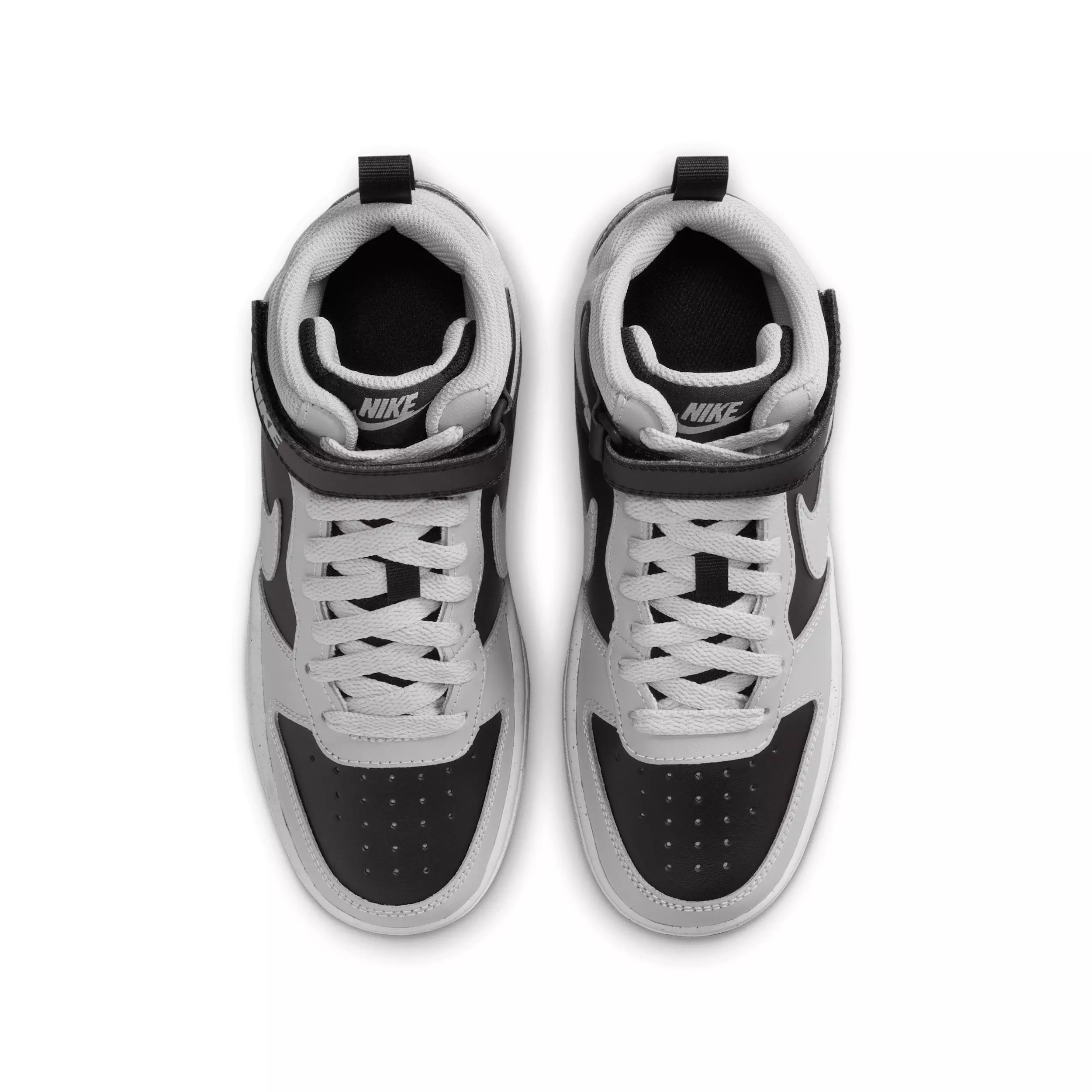 Nike Court Borough Mid 2 "Black/White/Gum Medium Brown/Light Smoke Grey" Grade School Boys' Shoe - BLACK/WHITE/MD BROWN/LT GREY