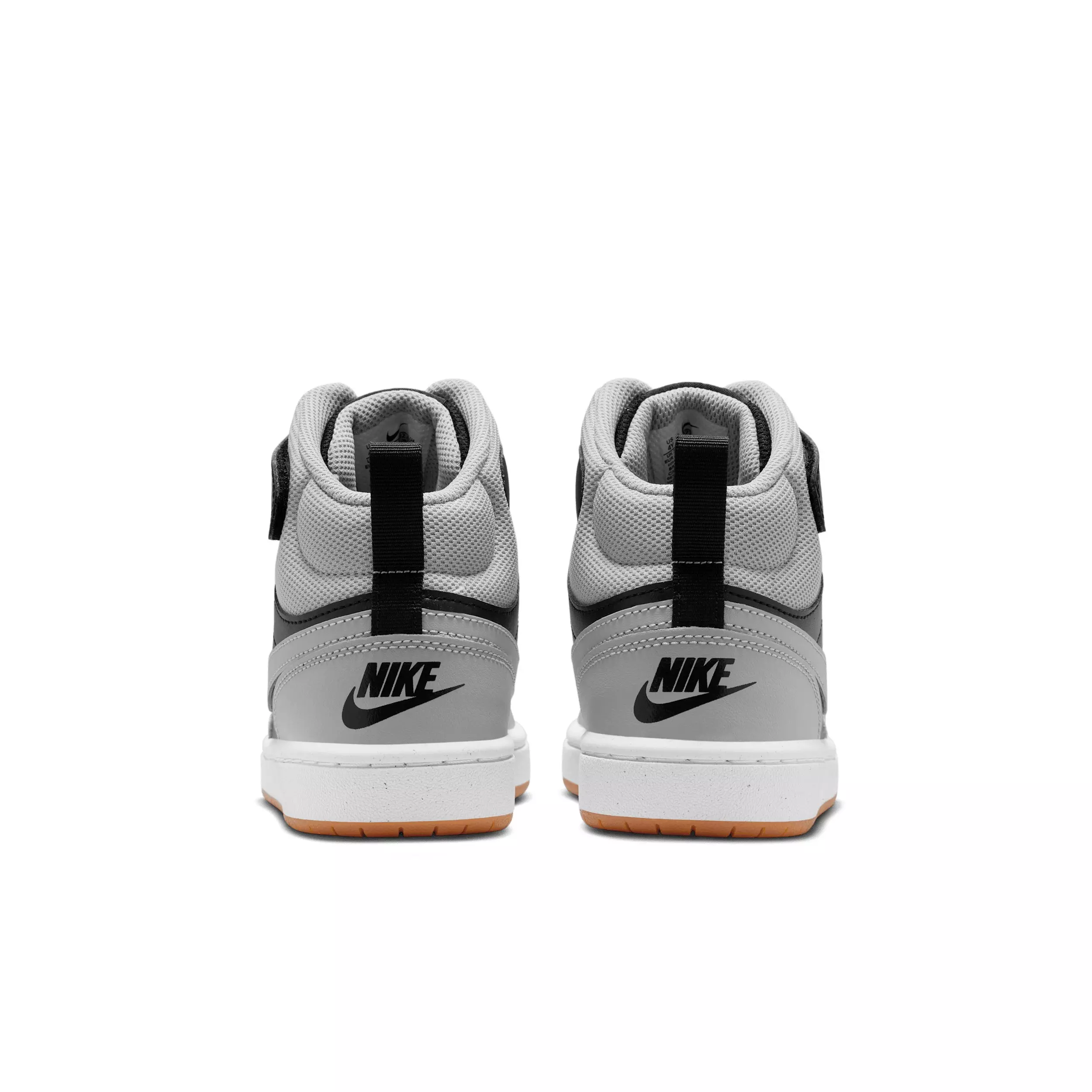 Nike Court Borough Mid 2 "Black/White/Gum Medium Brown/Light Smoke Grey" Grade School Boys' Shoe - BLACK/WHITE/MD BROWN/LT GREY