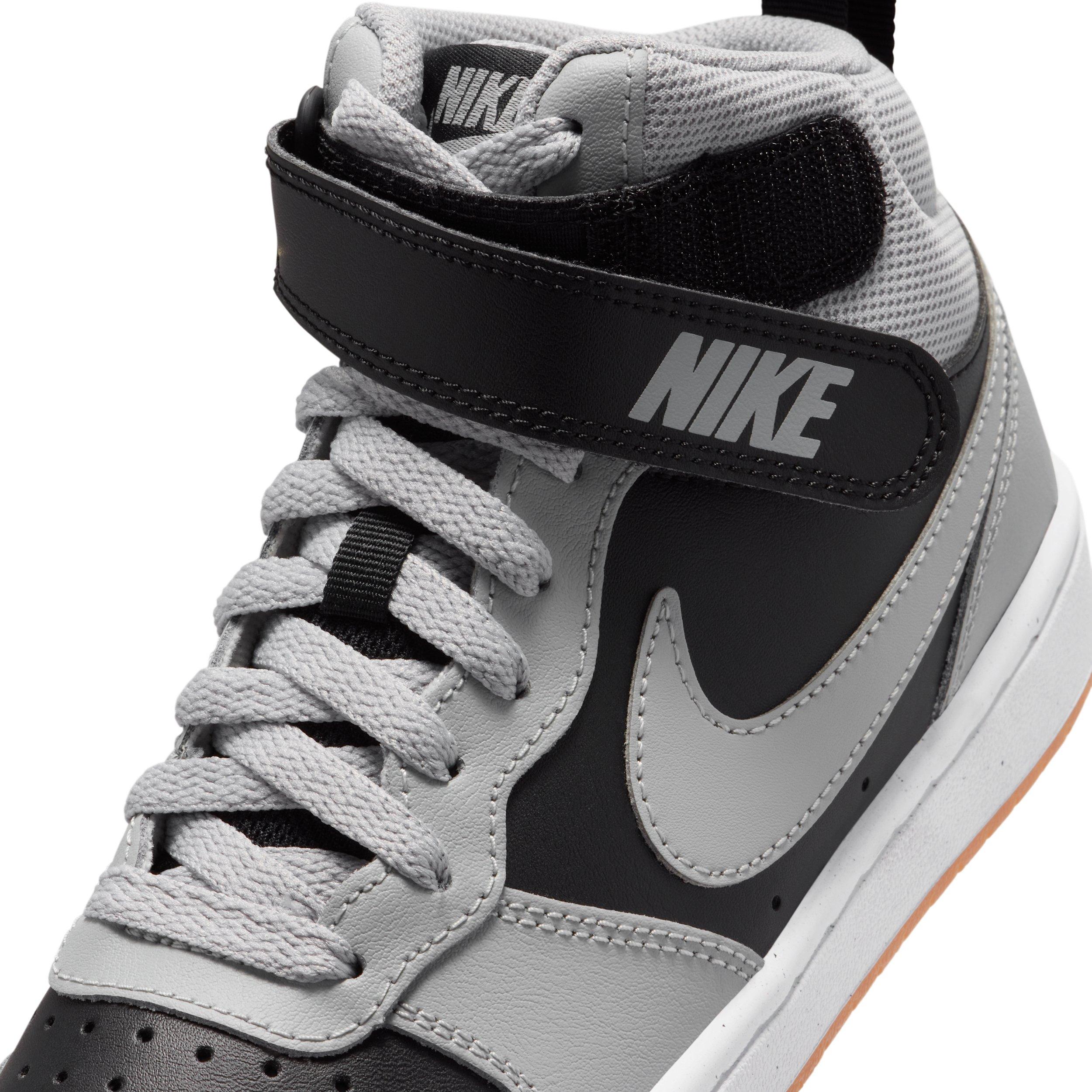 Nike Court Borough Mid 2 "Black/White/Gum Medium Brown/Light Smoke Grey" Grade School Boys' Shoe - BLACK/WHITE/MD BROWN/LT GREY Thumbnail View 7