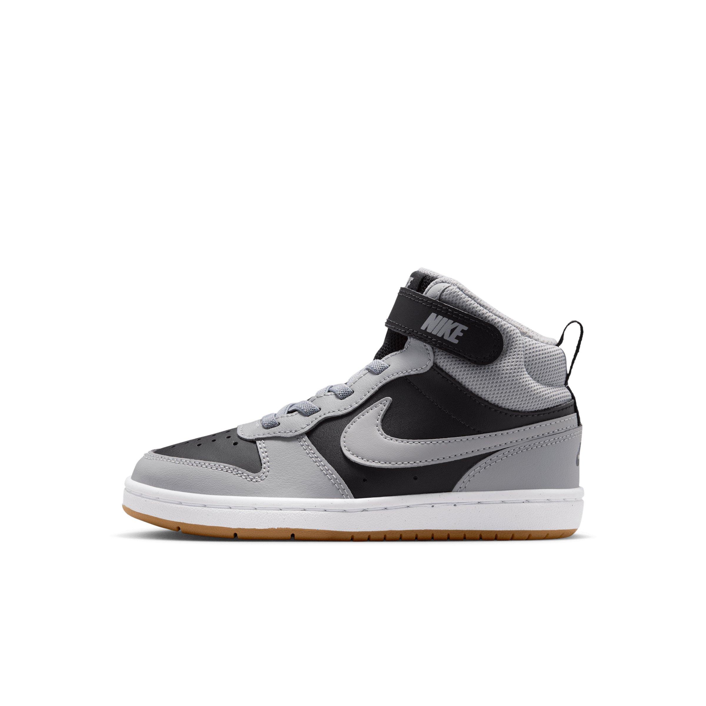 Nike Court Borough Mid 2 "Black/White/Gum Medium Brown/Light Smoke Grey" Preschool Boys' Shoe - BLACK/WHITE/MD BROWN/LT GREY Thumbnail View 2