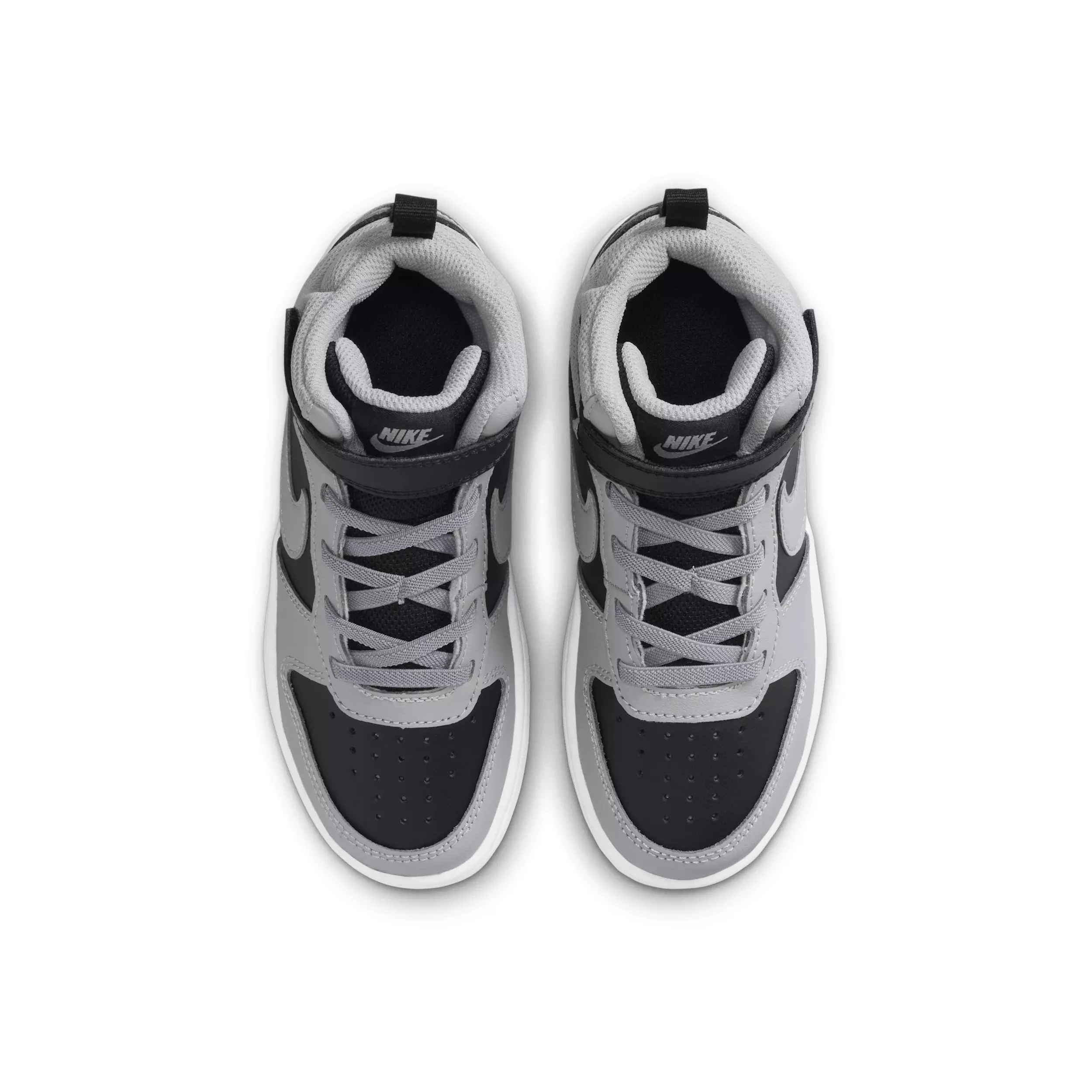 Nike Court Borough Mid 2 "Black/White/Gum Medium Brown/Light Smoke Grey" Preschool Boys' Shoe - BLACK/WHITE/MD BROWN/LT GREY