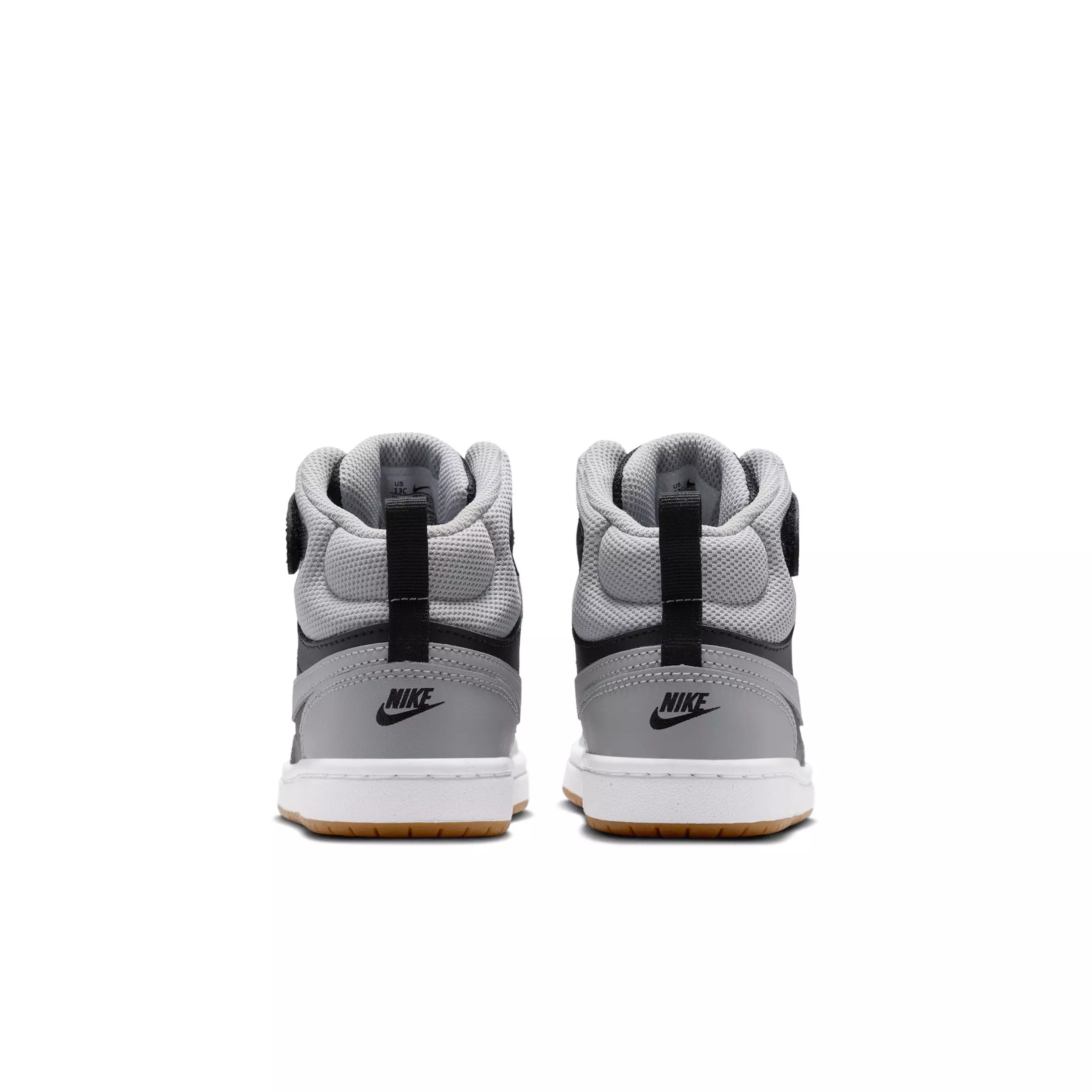 Nike Court Borough Mid 2 "Black/White/Gum Medium Brown/Light Smoke Grey" Preschool Boys' Shoe - BLACK/WHITE/MD BROWN/LT GREY