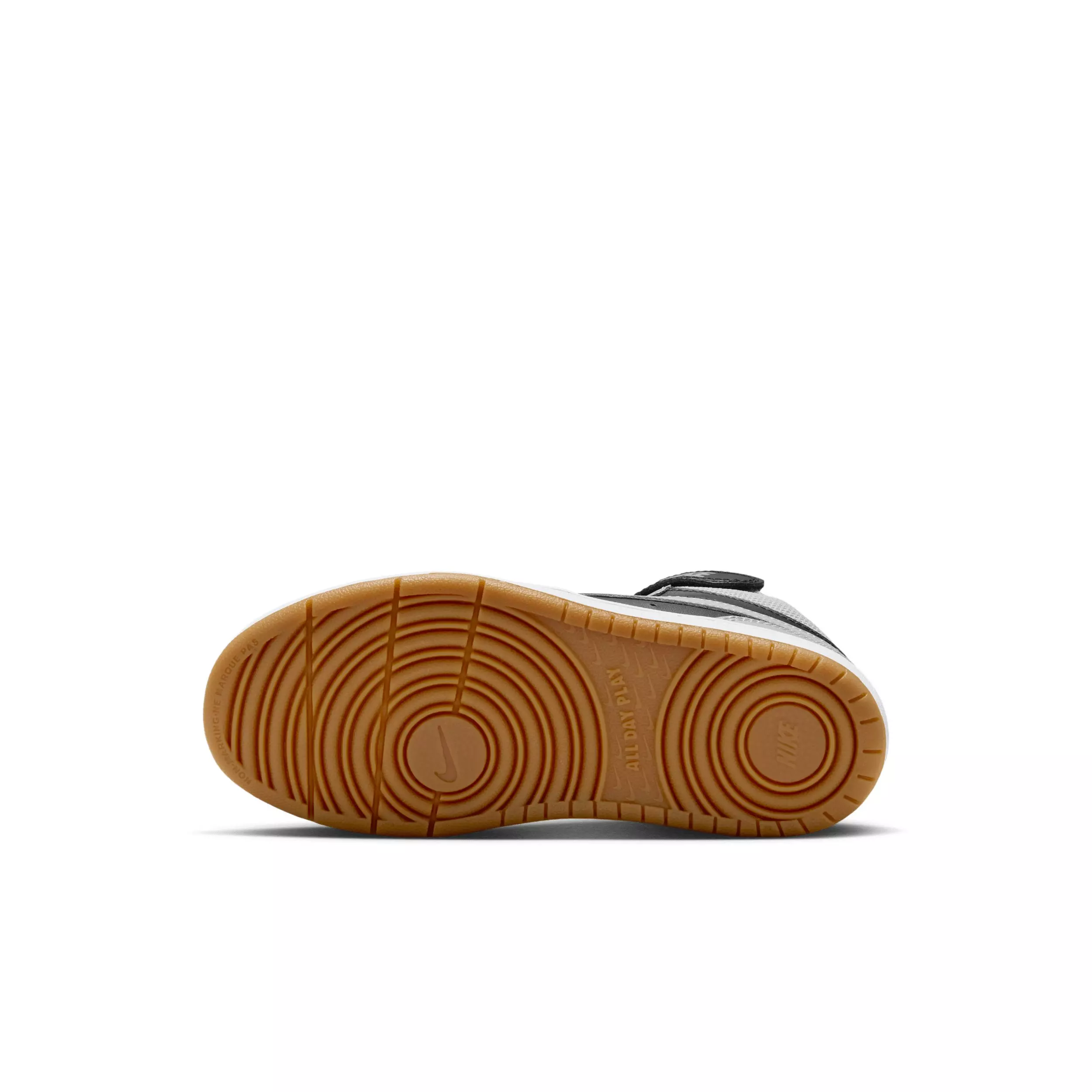 Nike Court Borough Mid 2 "Black/White/Gum Medium Brown/Light Smoke Grey" Preschool Boys' Shoe - BLACK/WHITE/MD BROWN/LT GREY