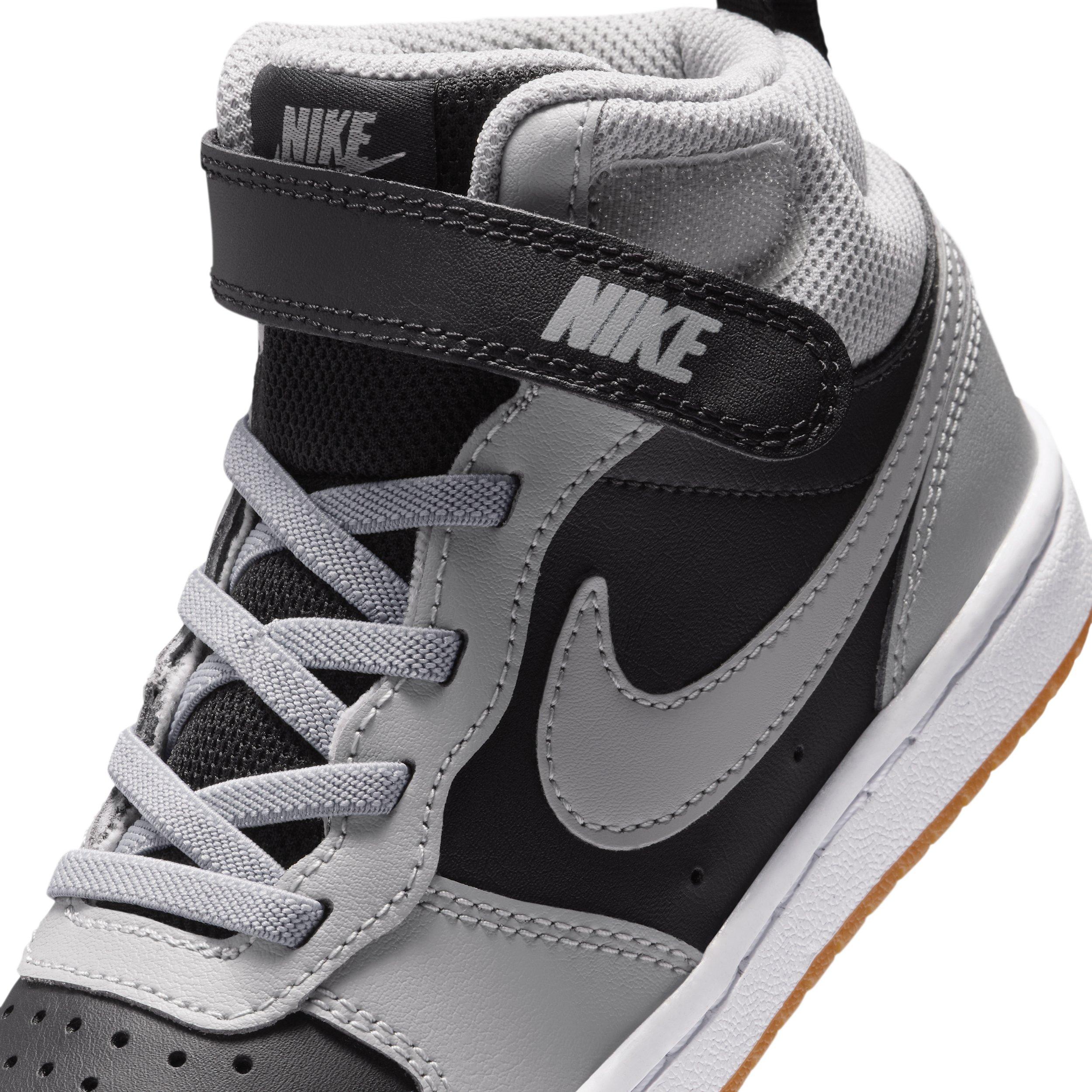 Nike Court Borough Mid 2 "Black/White/Gum Medium Brown/Light Smoke Grey" Preschool Boys' Shoe - BLACK/WHITE/MD BROWN/LT GREY Thumbnail View 7