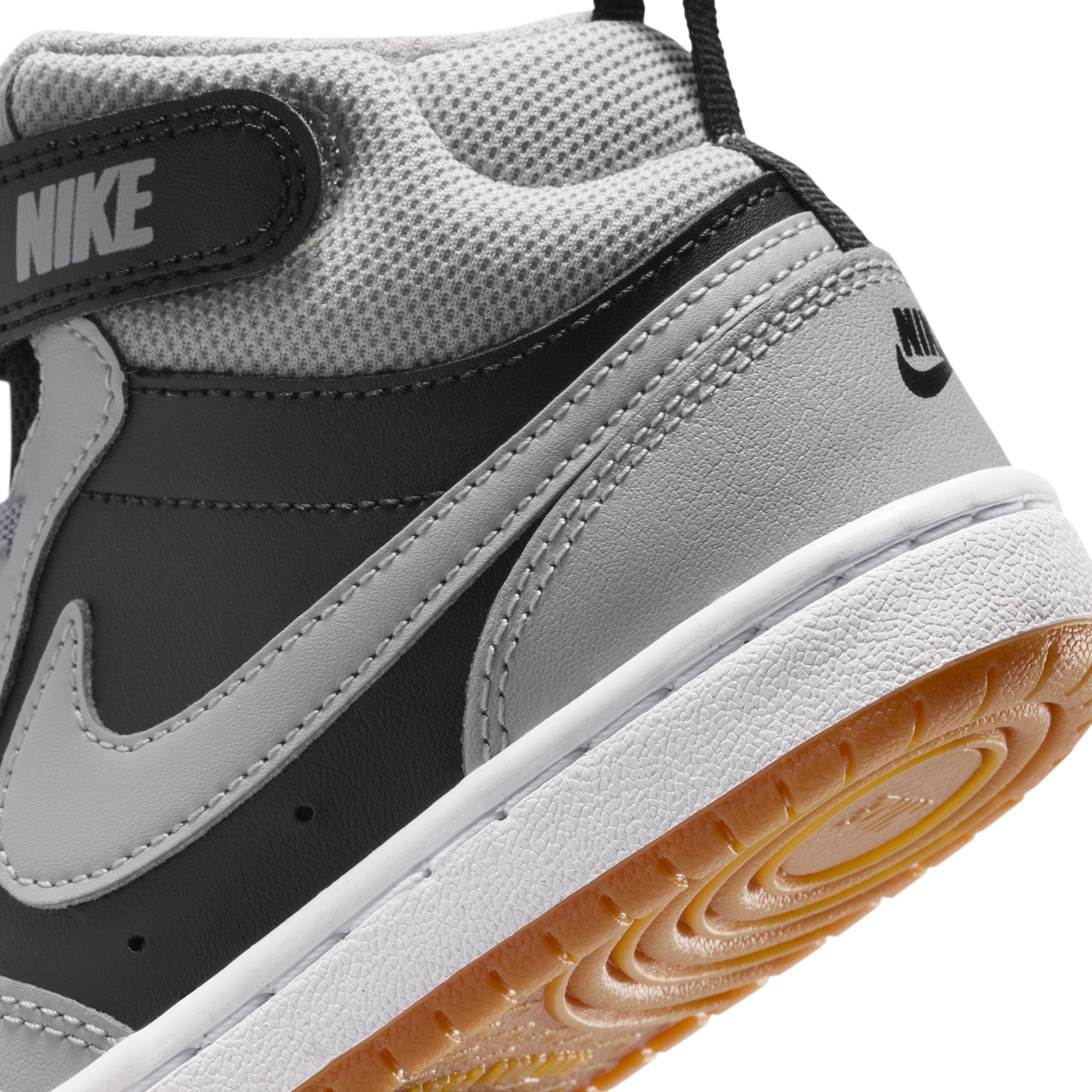 Nike Court Borough Mid 2 "Black/White/Gum Medium Brown/Light Smoke Grey" Preschool Boys' Shoe - BLACK/WHITE/MD BROWN/LT GREY Thumbnail View 8