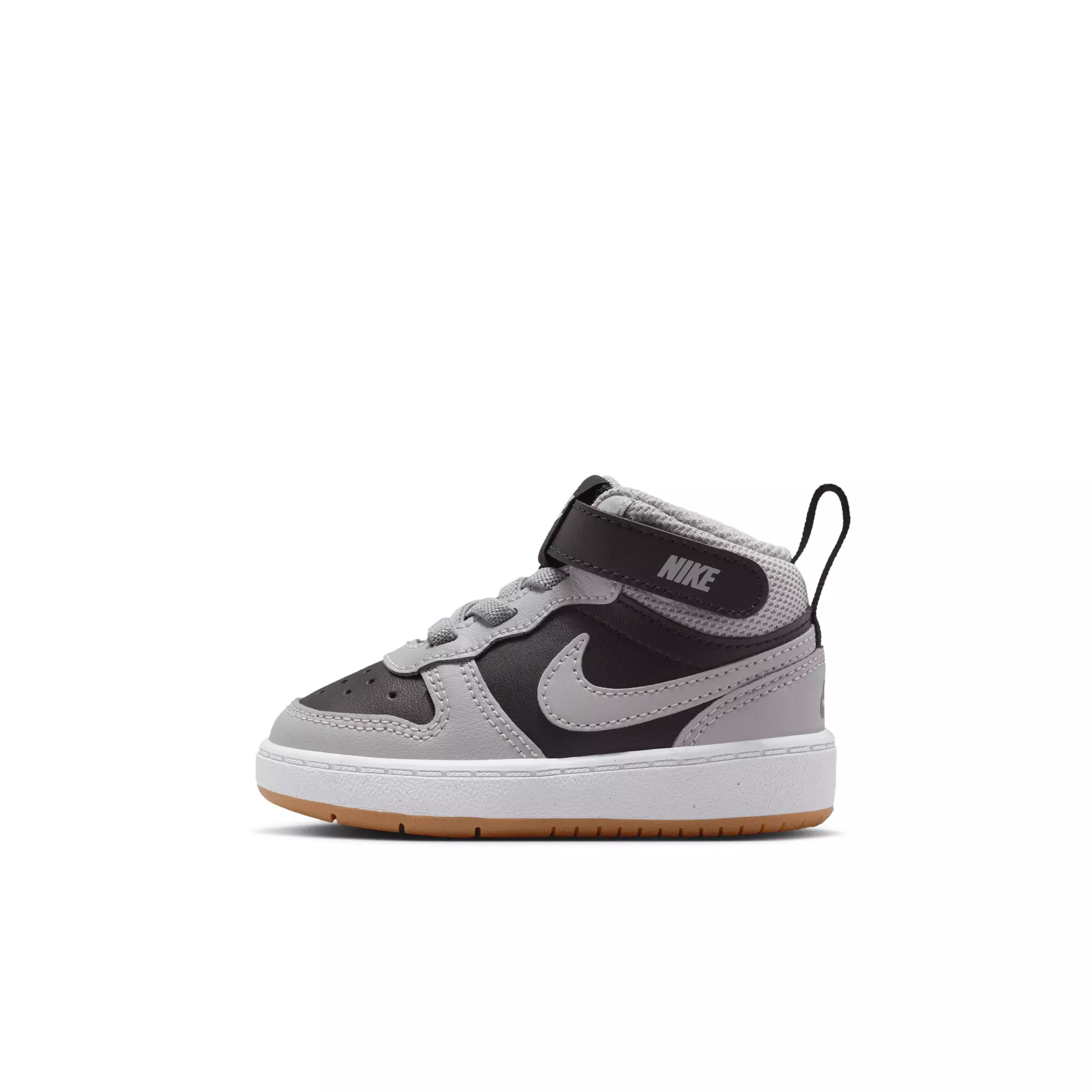 Nike Court Borough Mid 2 "Black/White/Gum Medium Brown/Light Smoke Grey" Infant Girls' Shoe - BLACK/WHITE/MD BROWN/LT GREY