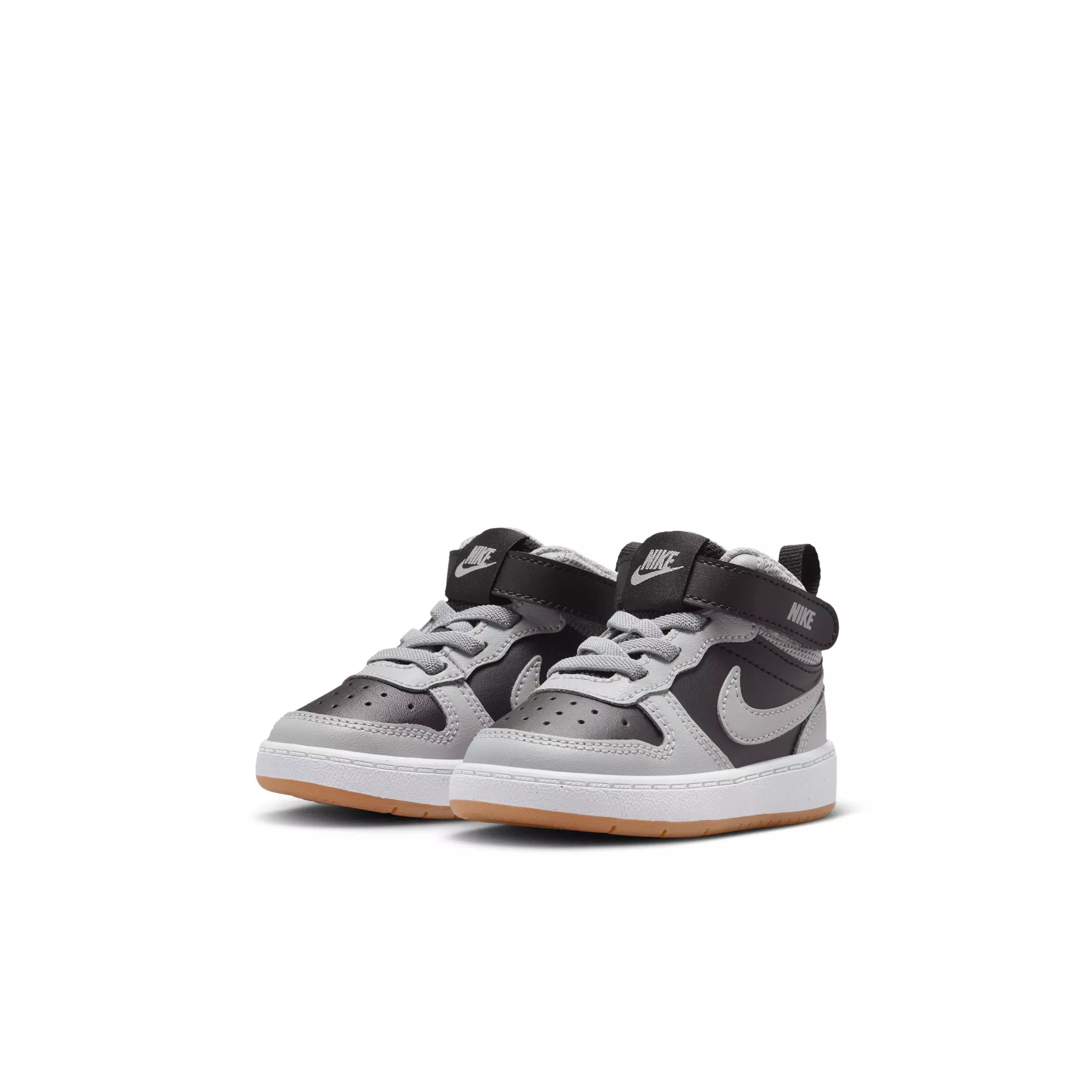 Nike Court Borough Mid 2 "Black/White/Gum Medium Brown/Light Smoke Grey" Infant Girls' Shoe - BLACK/WHITE/MD BROWN/LT GREY