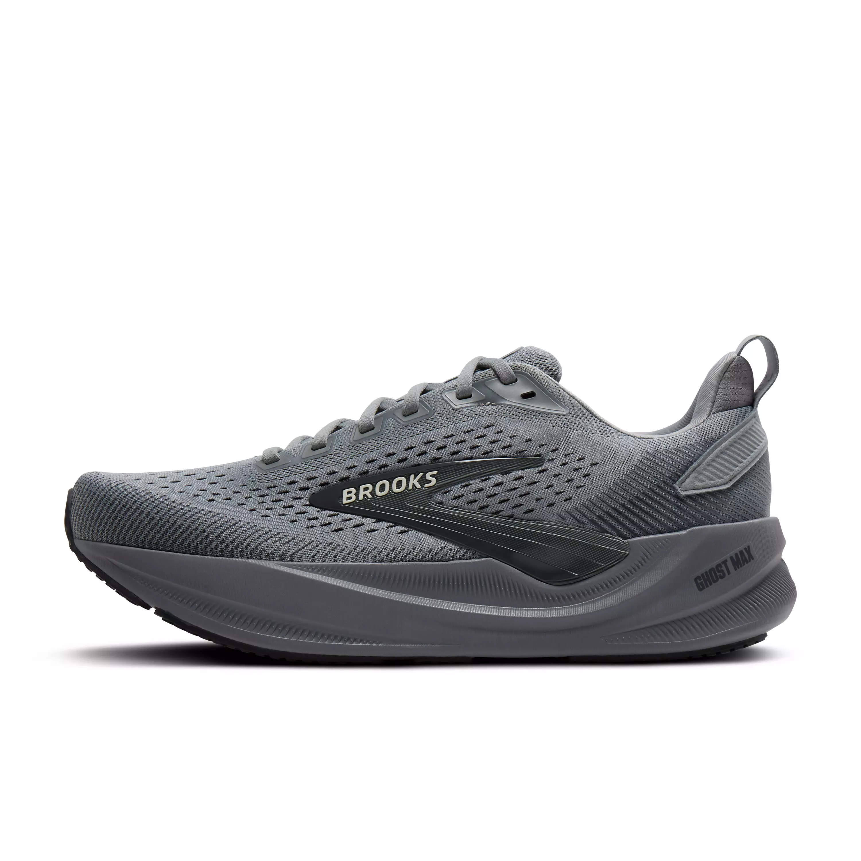 Brooks Ghost Max 4 "Grey/Grey/Ebony" Men's Extra Wide Running Shoe - GREY/GREY/EBONY