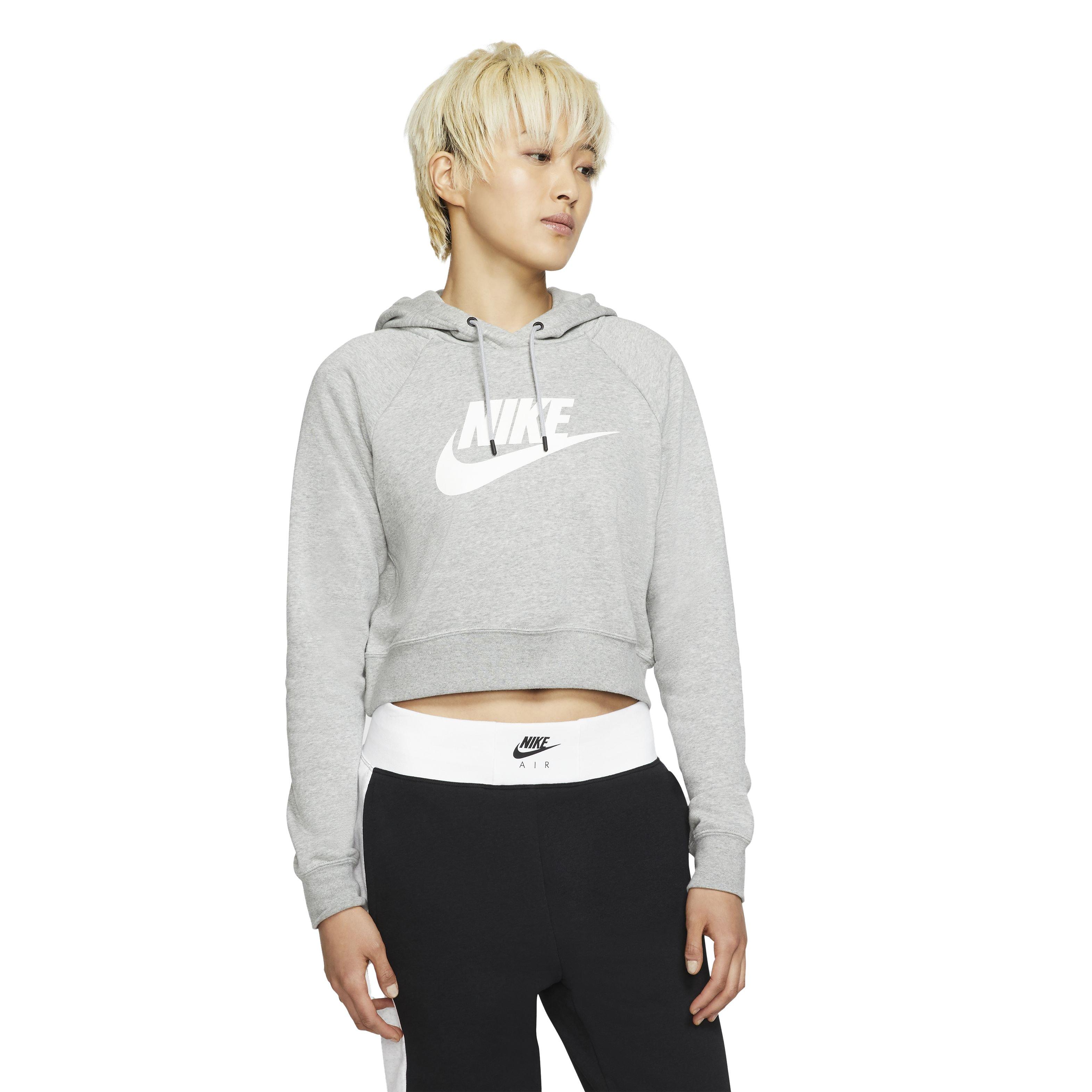 Nike Women's Sportswear Essential Cropped Hoodie - Grey - GREY Thumbnail View 1