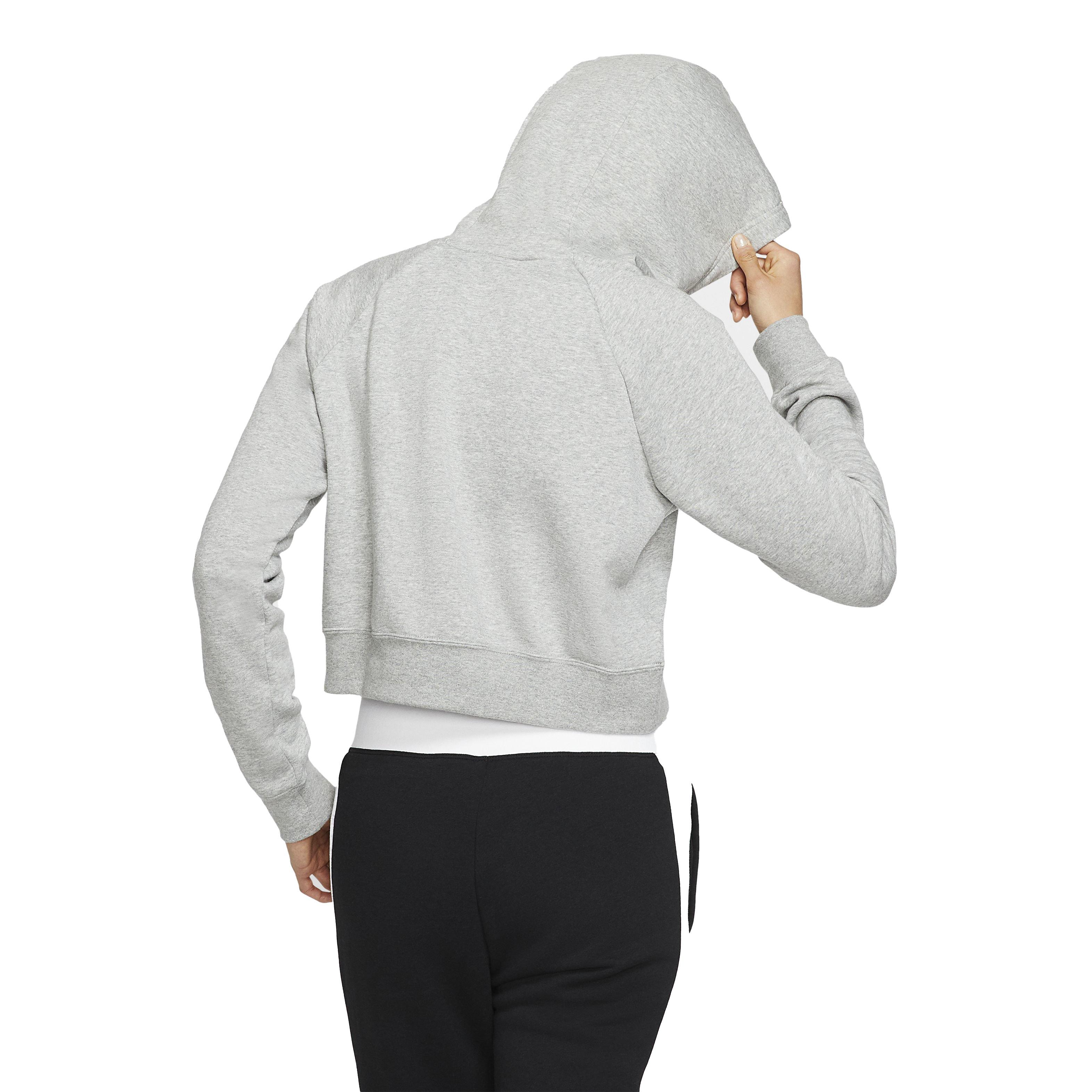Nike Women's Sportswear Essential Cropped Hoodie - Grey - GREY Thumbnail View 2