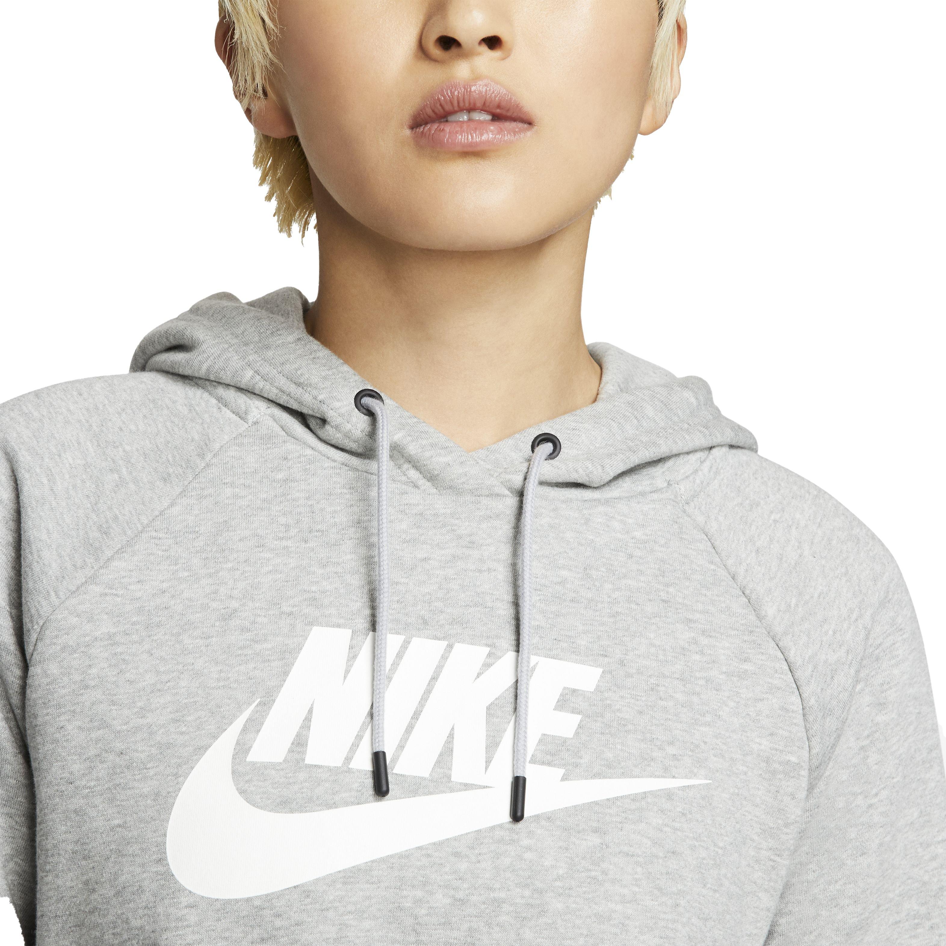 Nike Women's Sportswear Essential Cropped Hoodie - Grey - GREY Thumbnail View 3