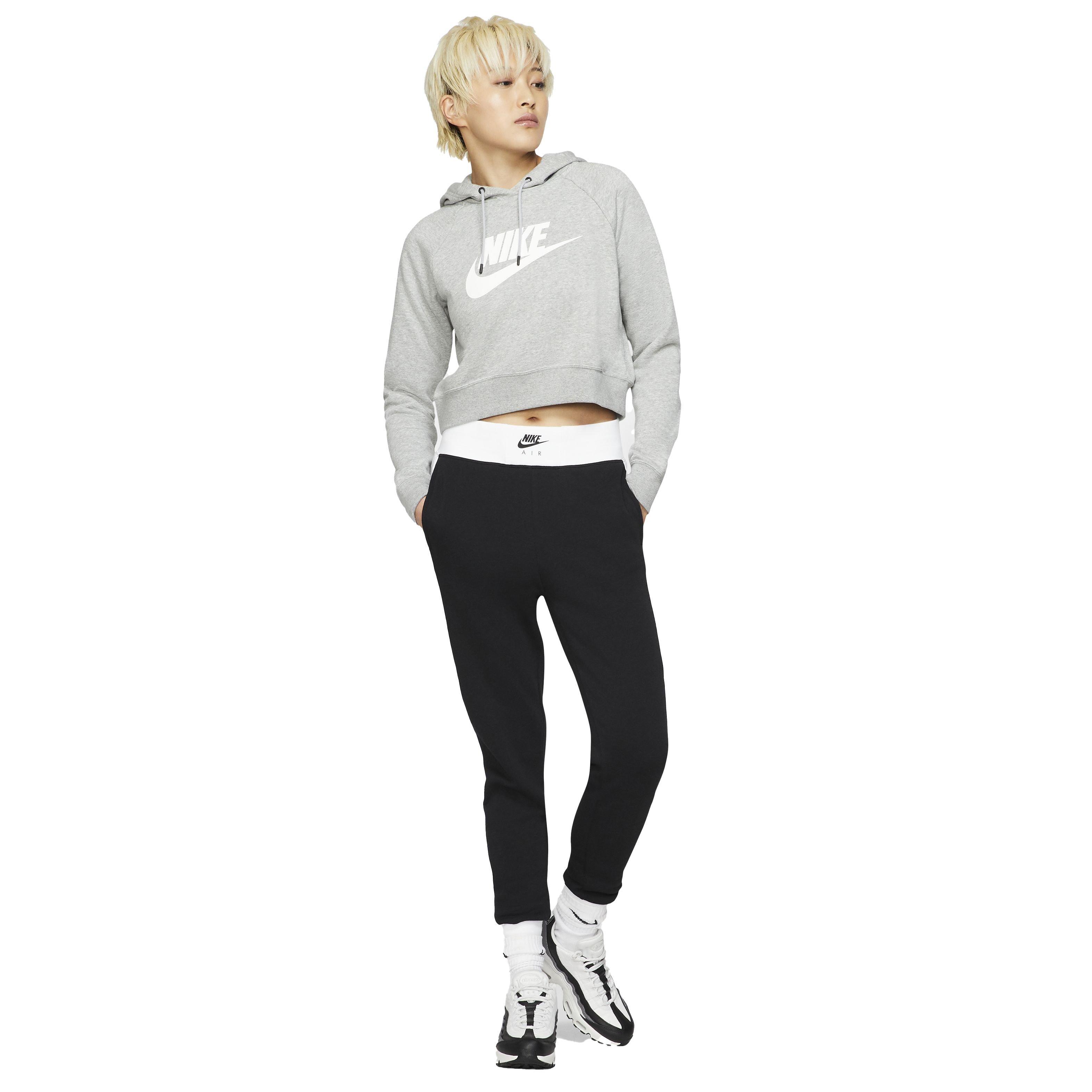 Nike Women's Sportswear Essential Cropped Hoodie - Grey - GREY Thumbnail View 4