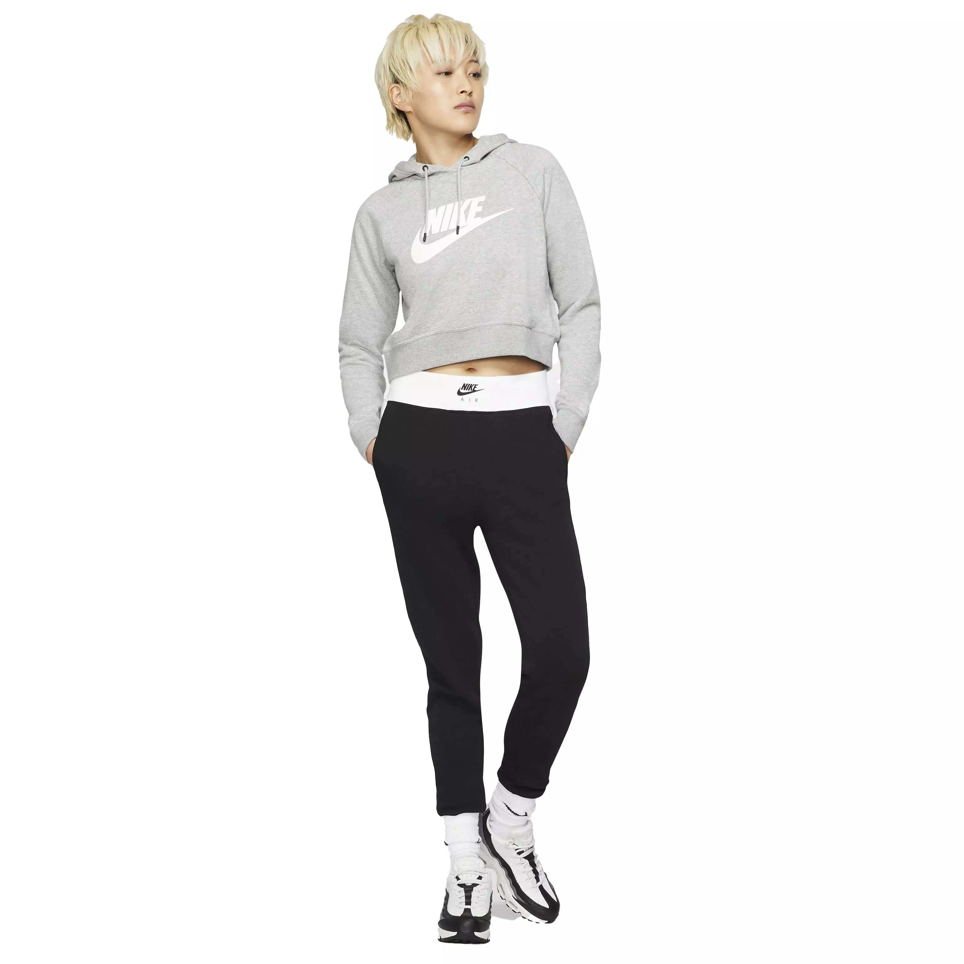 Nike Women's Sportswear Essential Cropped Hoodie - Grey - GREY