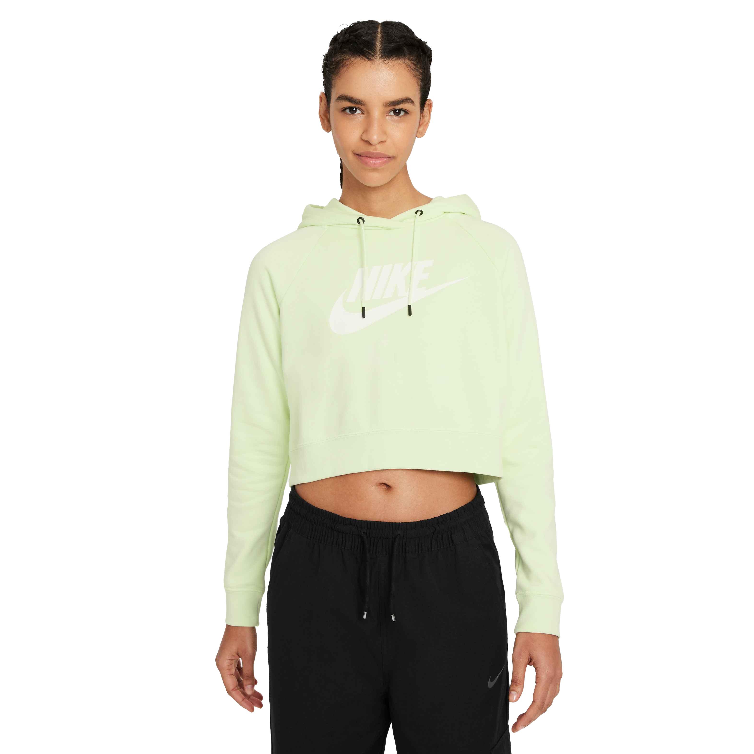 Nike Women's Sportswear Essential Cropped Hoodie - Grey - GREEN Thumbnail View 1