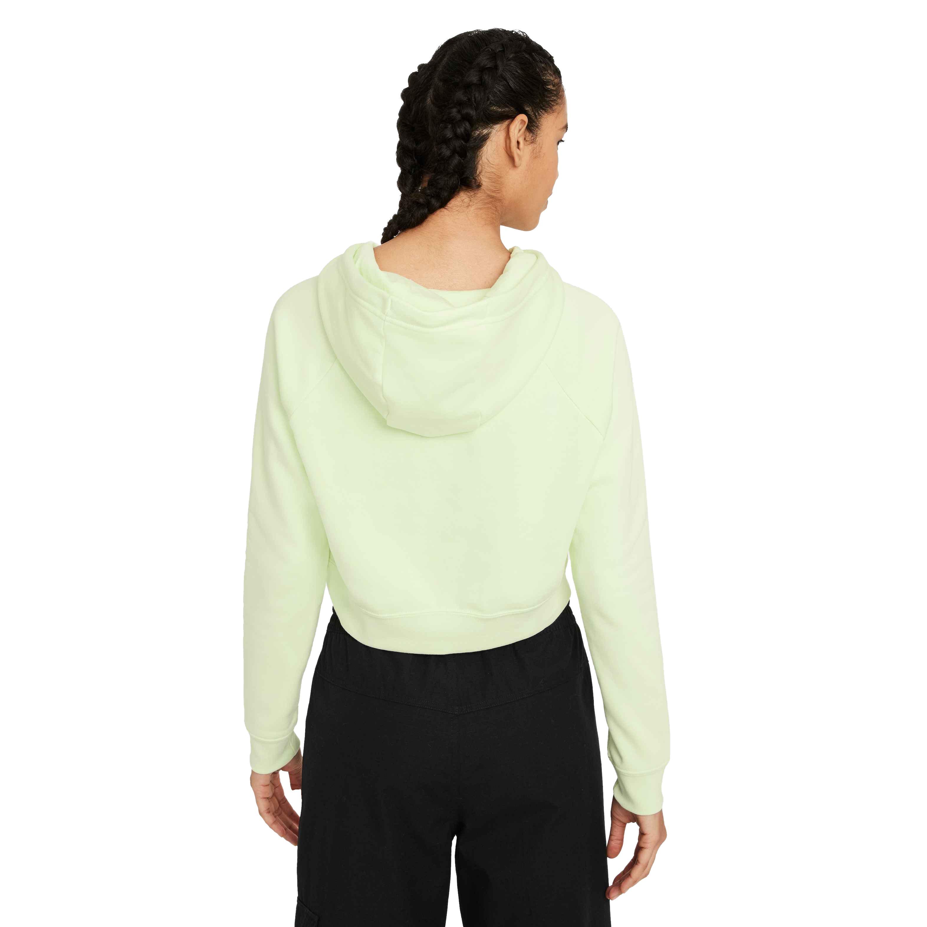Nike Women's Sportswear Essential Cropped Hoodie - Grey - GREEN Thumbnail View 2