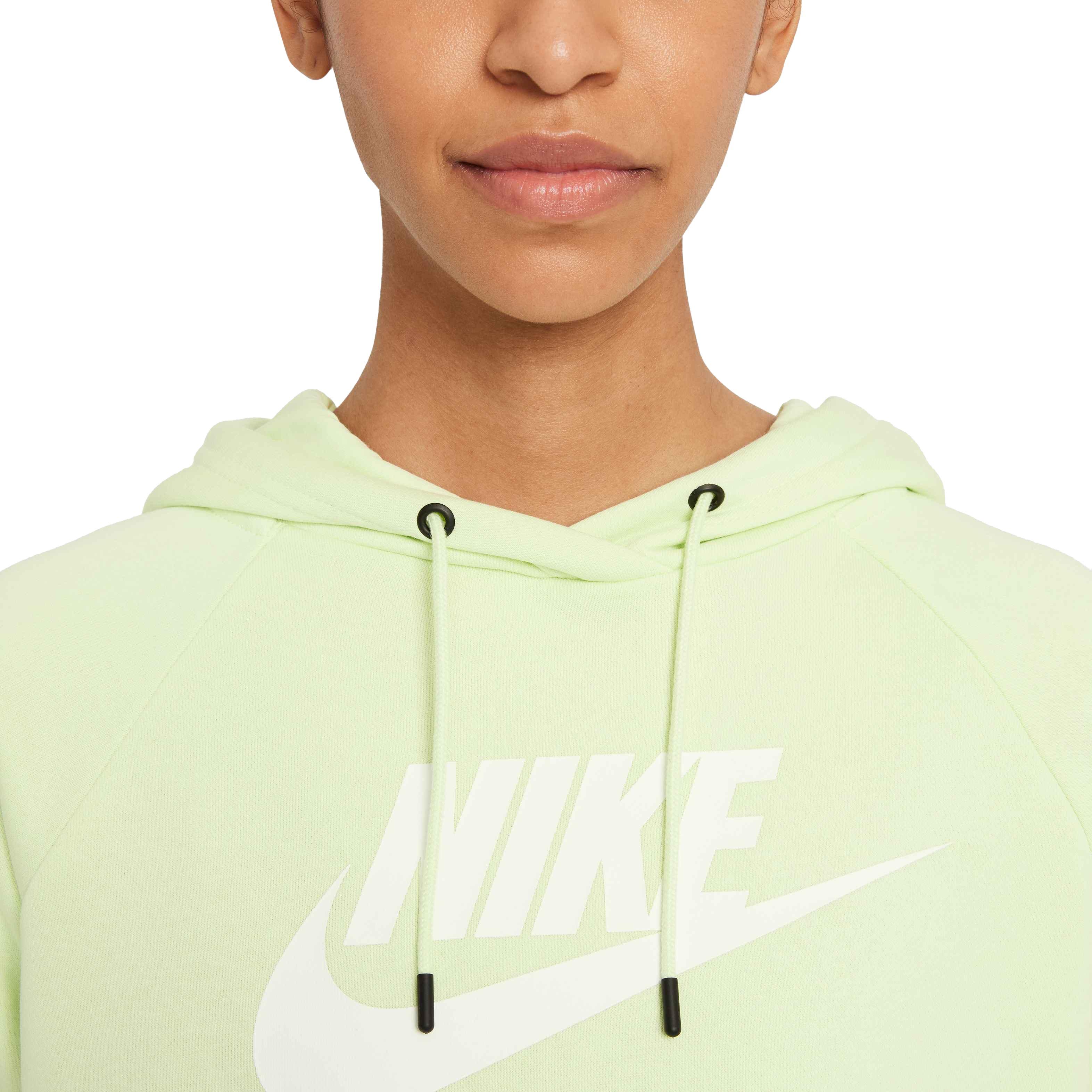 Nike Women's Sportswear Essential Cropped Hoodie - Grey - GREEN Thumbnail View 3