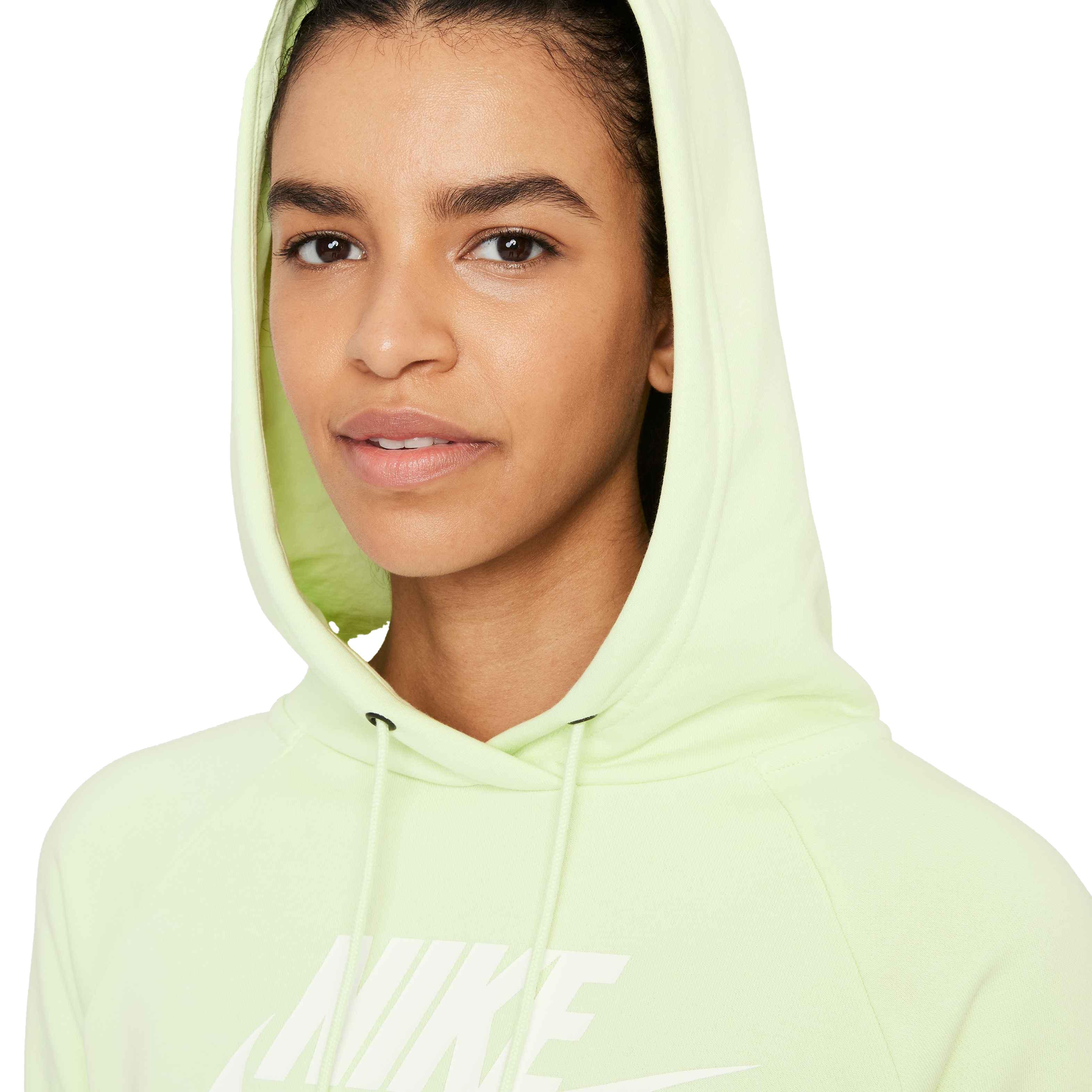 Nike Women's Sportswear Essential Cropped Hoodie - Grey - GREEN Thumbnail View 4