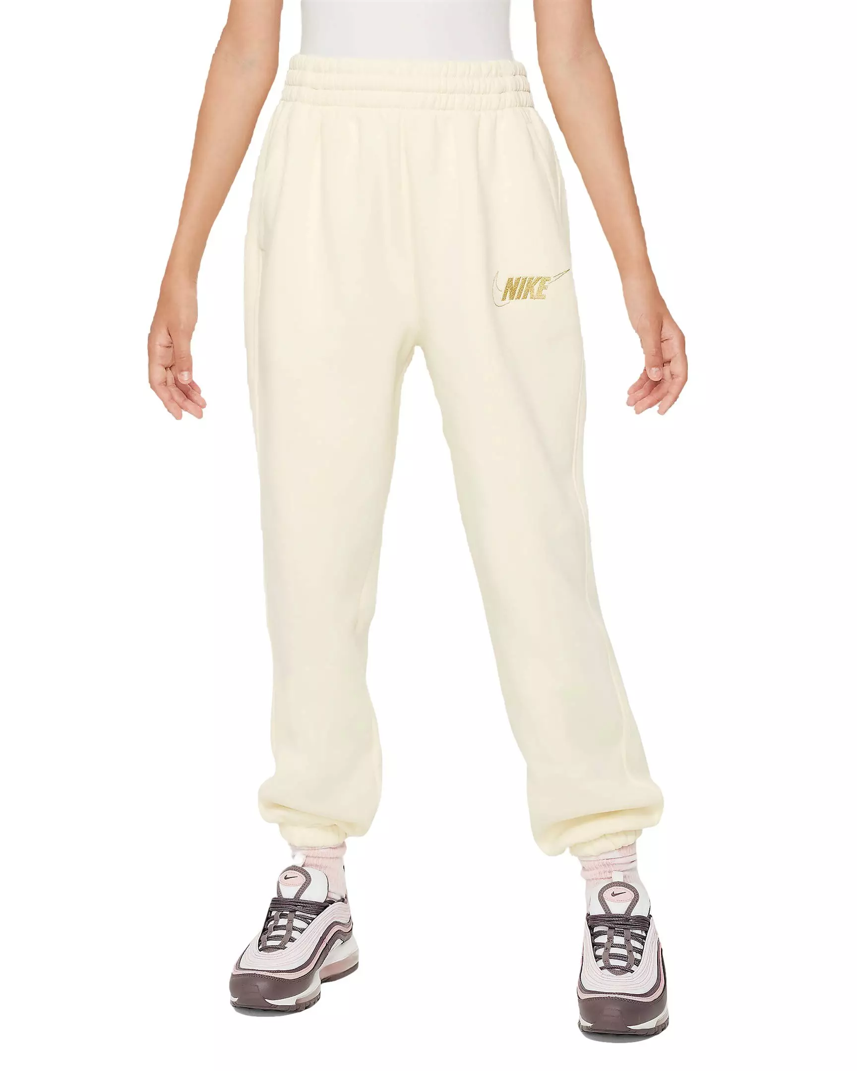 Nike Big Girls' Sportswear Club Fleece Loose Pants - White - WHITE