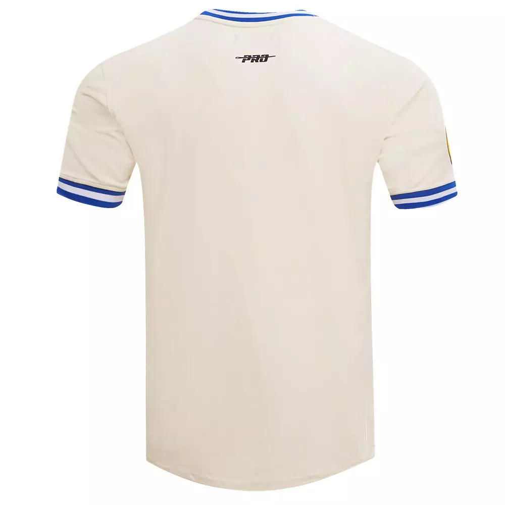 Pro Standard Men's NBA Golden State Warriors Retro Classic Double Knit Tee -Eggshell/Royal - EGGSHELL/ROYAL BLUE