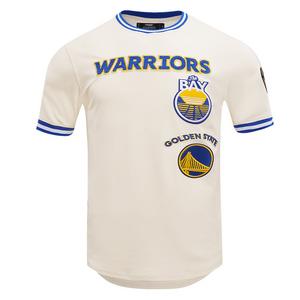 Pro Standard Men's NBA Golden State Warriors Retro Classic Double Knit Tee -Eggshell/Royal