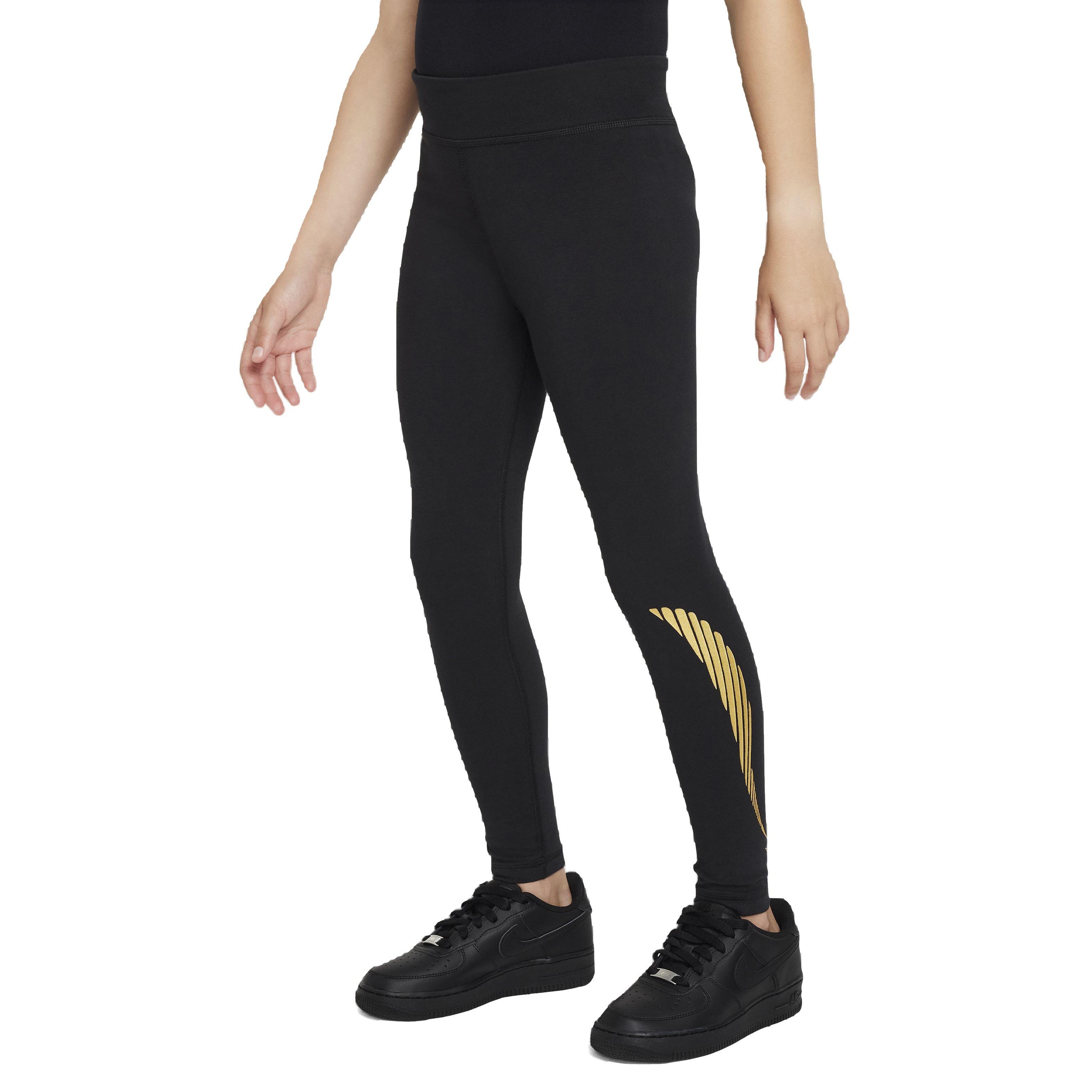 Nike Big Girls' Sportswear Favorites High-Waisted Leggings -Black/Gold -  Hibbett
