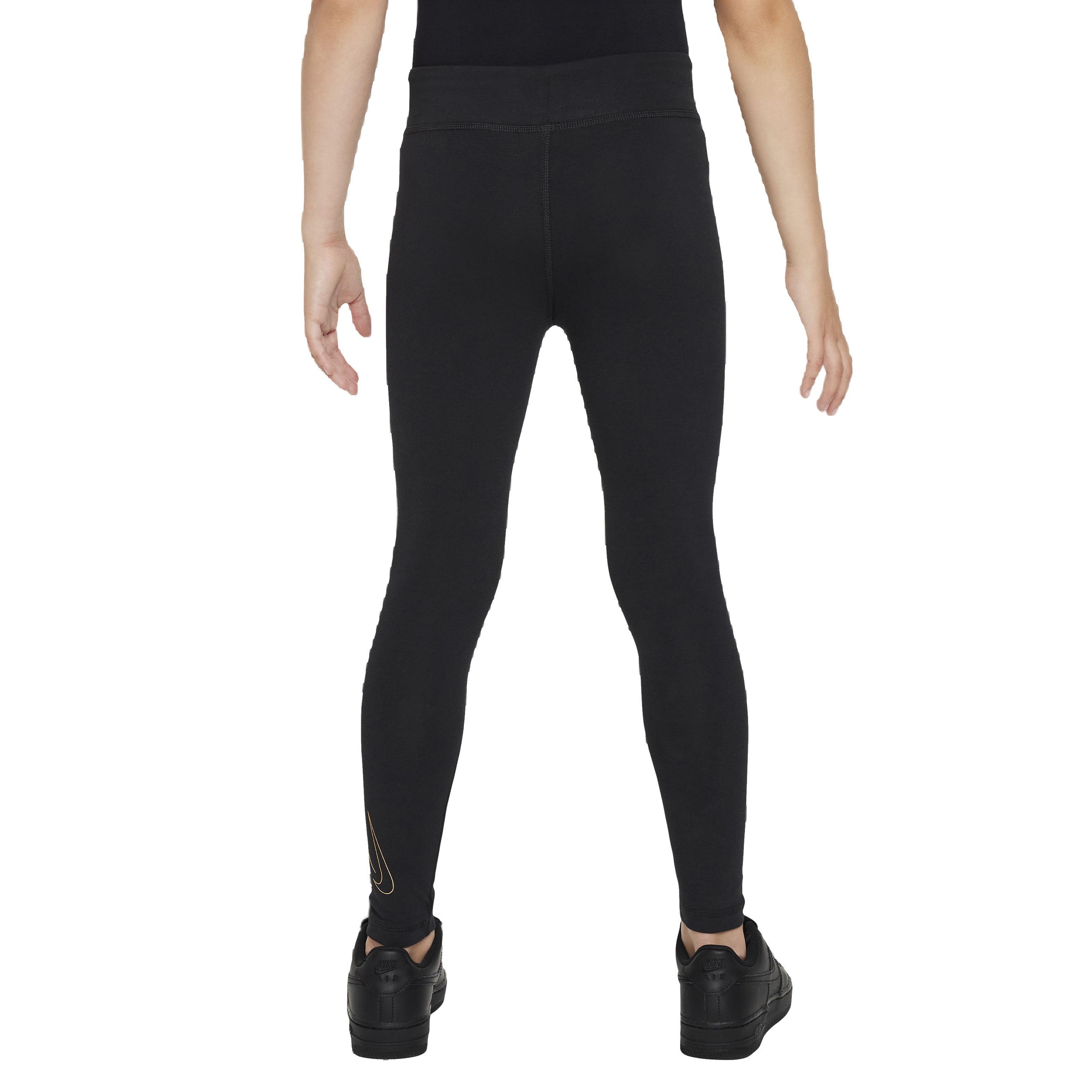 Nike Big Girls' Sportswear Favorites High-Waisted Leggings -Black/Gold -  Hibbett