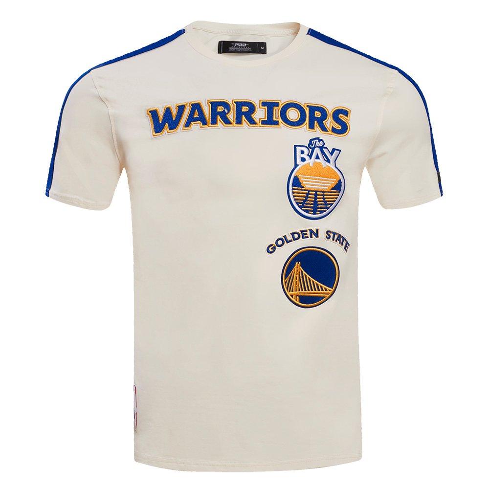 Pro Standard Men's NBA Golden State Warriors Retro Classic SJ Striped Tee -Eggshell/Royal - EGGSHELL/ROYAL BLUE Thumbnail View 1