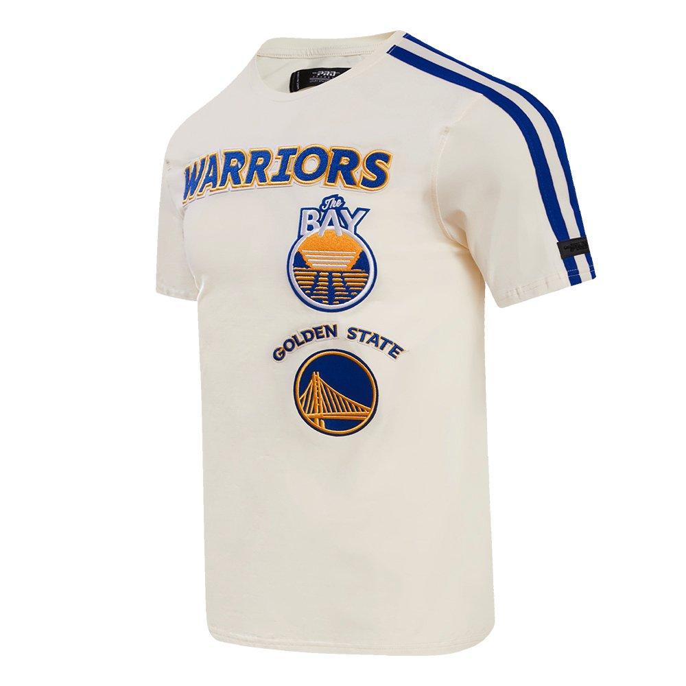 Pro Standard Men's NBA Golden State Warriors Retro Classic SJ Striped Tee - Eggshell/Royal - EGGSHELL/ROYAL BLUE Thumbnail View 3