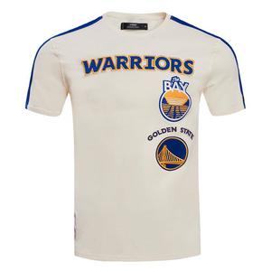 Pro Standard Men's NBA Golden State Warriors Retro Classic SJ Striped Tee -Eggshell/Royal