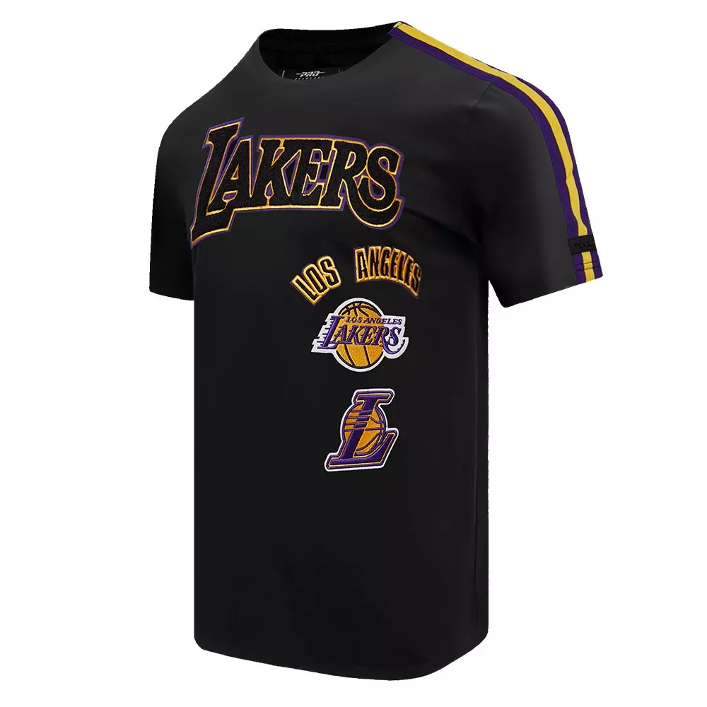 Pro Standard Men's NBA Los Angeles Lakers Retro Classic SJ Striped Tee - Black/Purple/Yellow - BLACK/PURPLE/YELLOW