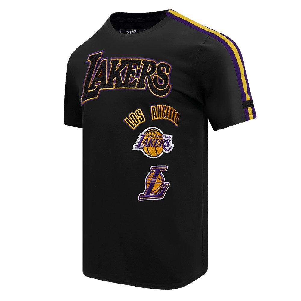 Pro Standard Men's NBA Los Angeles Lakers Retro Classic SJ Striped Tee -Black/Purple/Yellow - BLACK/PURPLE/YELLOW Thumbnail View 3