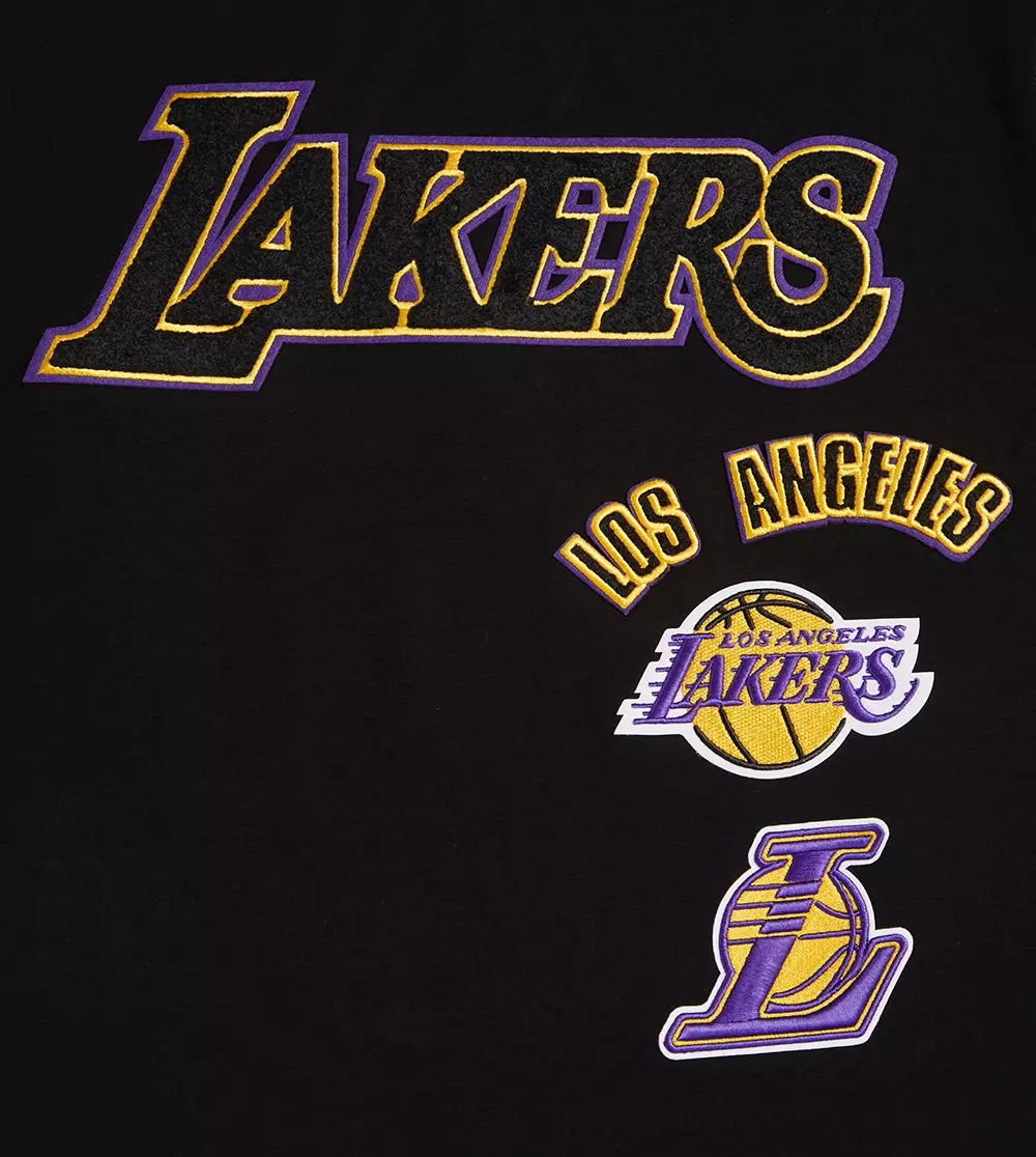 Pro Standard Men's NBA Los Angeles Lakers Retro Classic SJ Striped Tee -Black/Purple/Yellow - BLACK/PURPLE/YELLOW