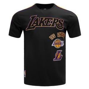 Pro Standard Men's NBA Los Angeles Lakers Retro Classic SJ Striped Tee -Black/Purple/Yellow