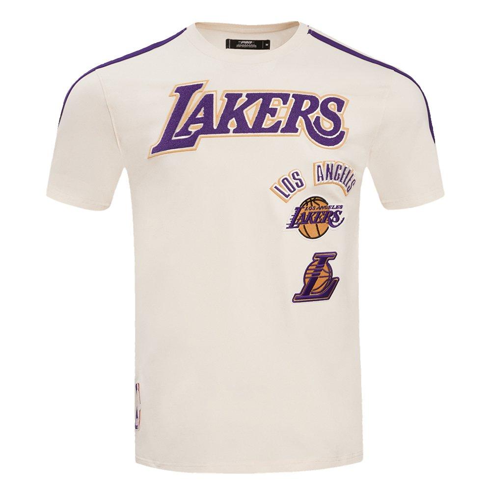 Pro Standard Men's NBA Los Angeles Lakers Retro Classic SJ Striped Tee - Eggshell/Purple - EGGSHELL/PURPLE Thumbnail View 1