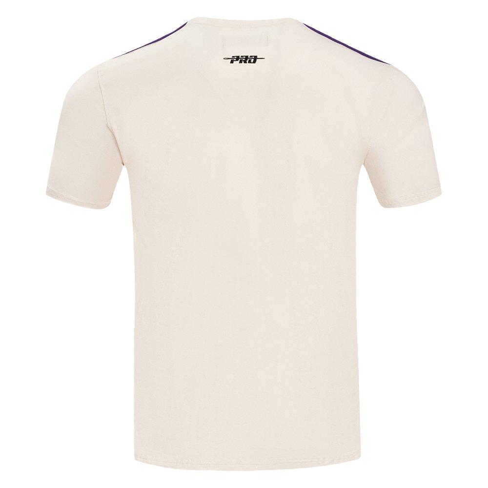 Pro Standard Men's NBA Los Angeles Lakers Retro Classic SJ Striped Tee - Eggshell/Purple - EGGSHELL/PURPLE Thumbnail View 2