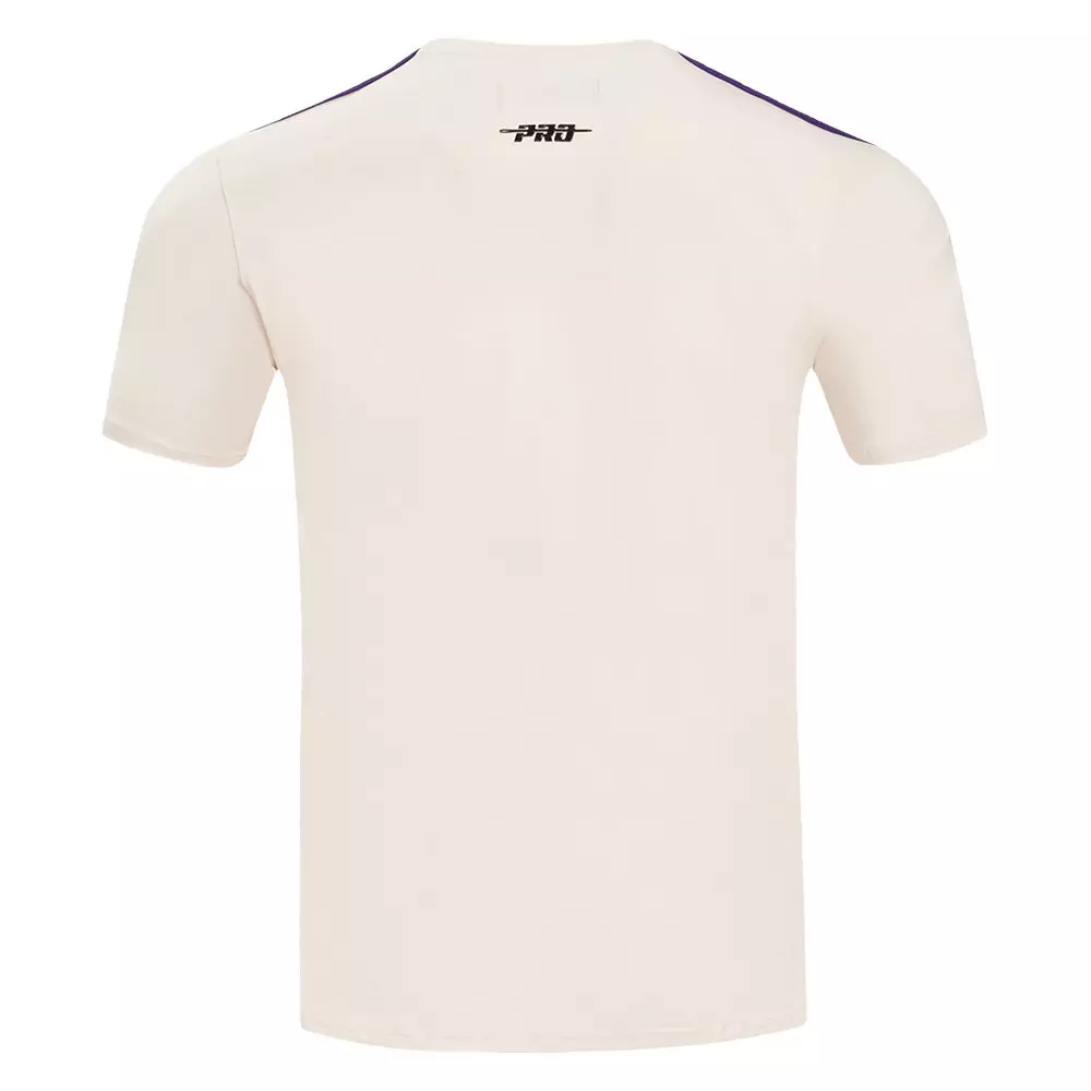 Pro Standard Men's NBA Los Angeles Lakers Retro Classic SJ Striped Tee -Eggshell/Purple - EGGSHELL/PURPLE