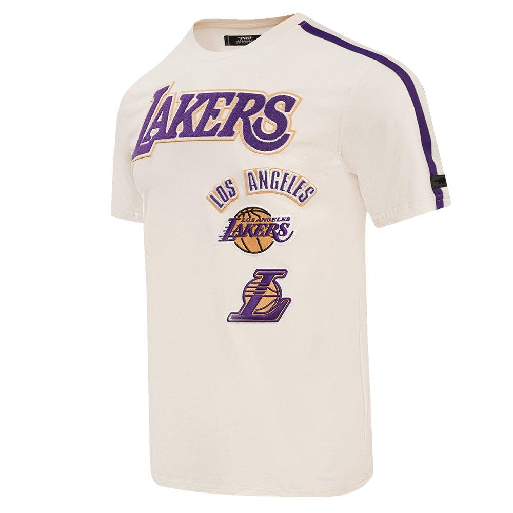 Pro Standard Men's NBA Los Angeles Lakers Retro Classic SJ Striped Tee -Eggshell/Purple - EGGSHELL/PURPLE Thumbnail View 3