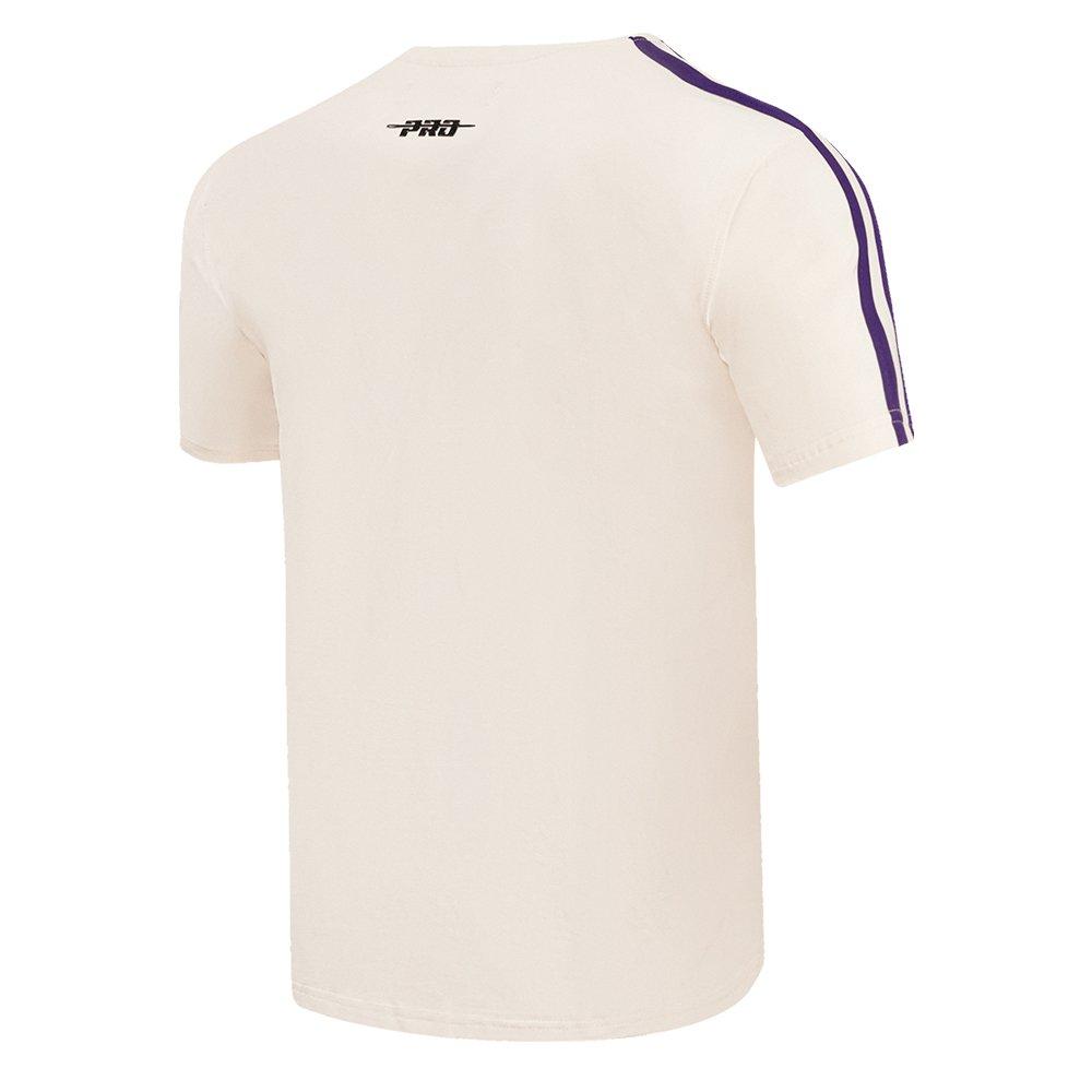 Pro Standard Men's NBA Los Angeles Lakers Retro Classic SJ Striped Tee - Eggshell/Purple - EGGSHELL/PURPLE Thumbnail View 4