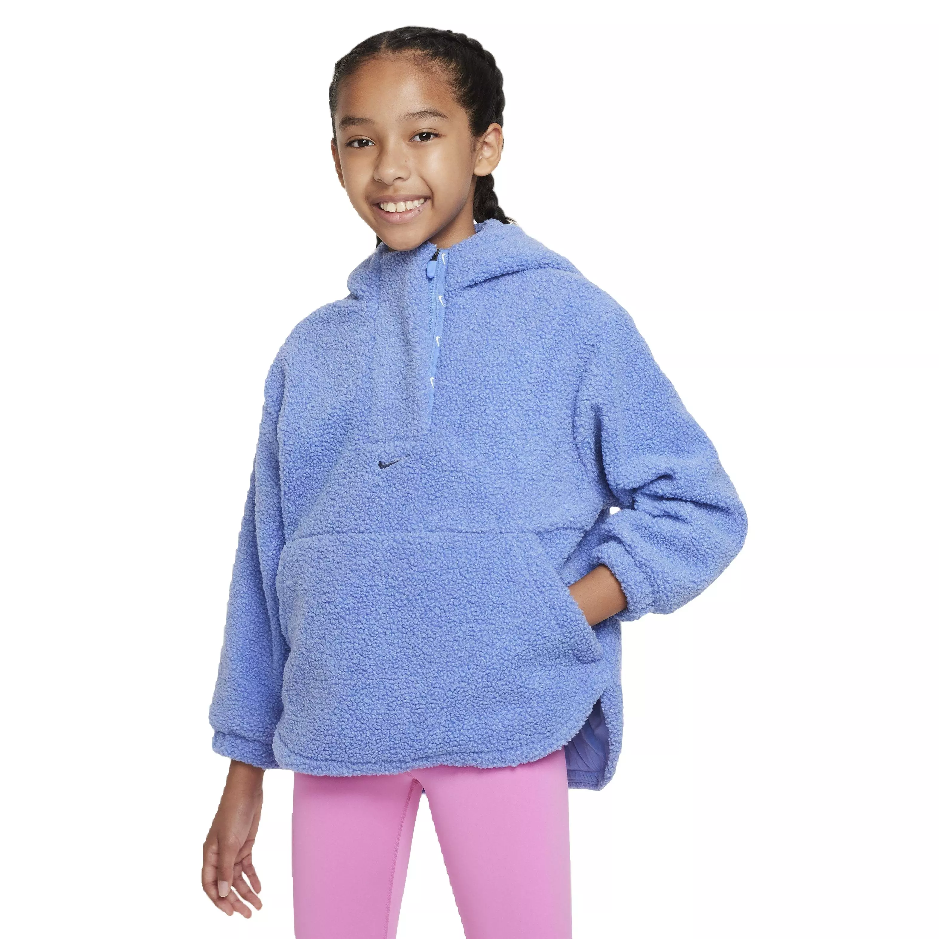 Nike Big Girls' High-Pile Fleece Therma-FIT Training Jacket - Blue - BLUE